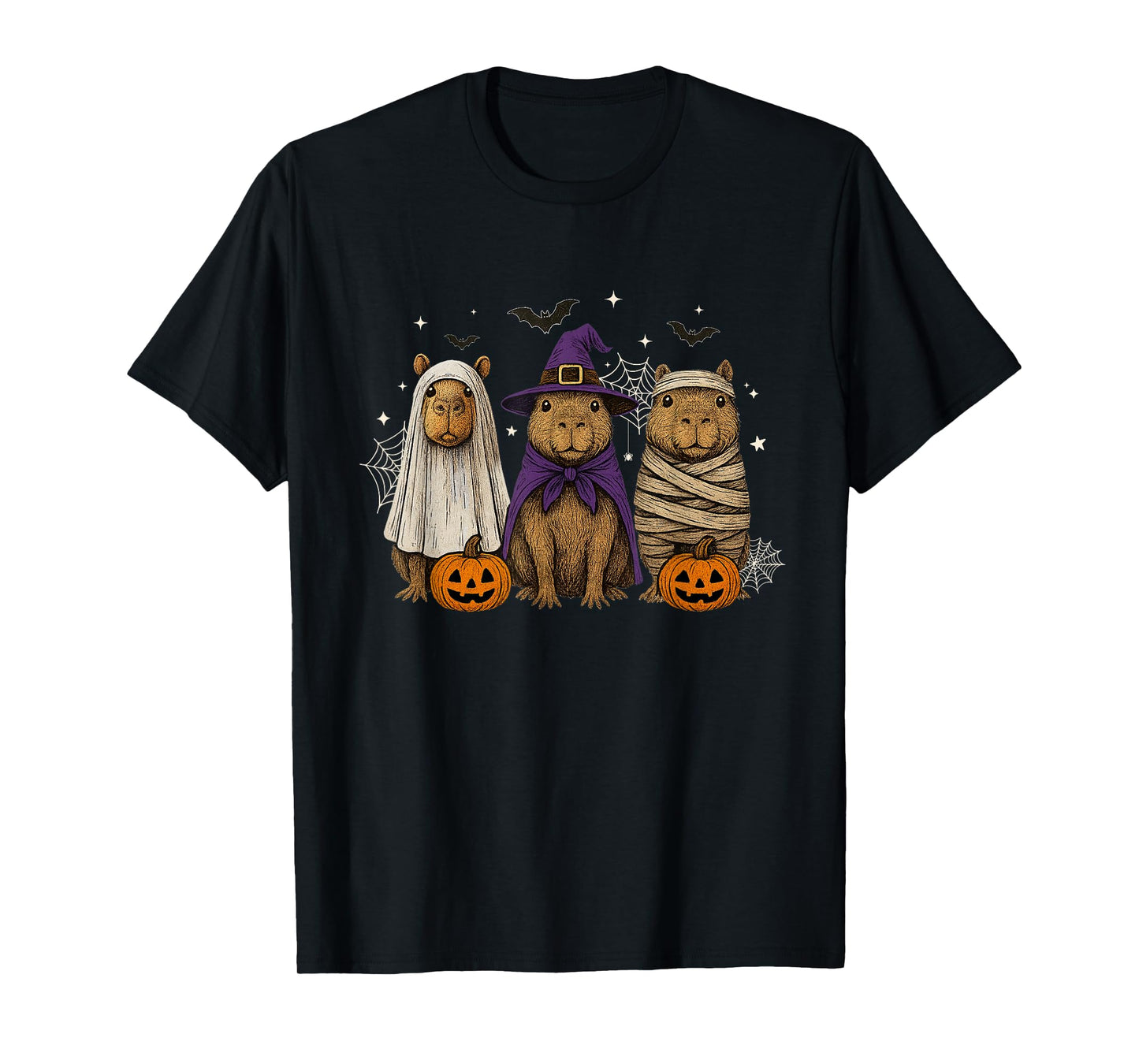 Capybara Ghost Witch Mummy Halloween Costume Men Women Kids T-Shirt