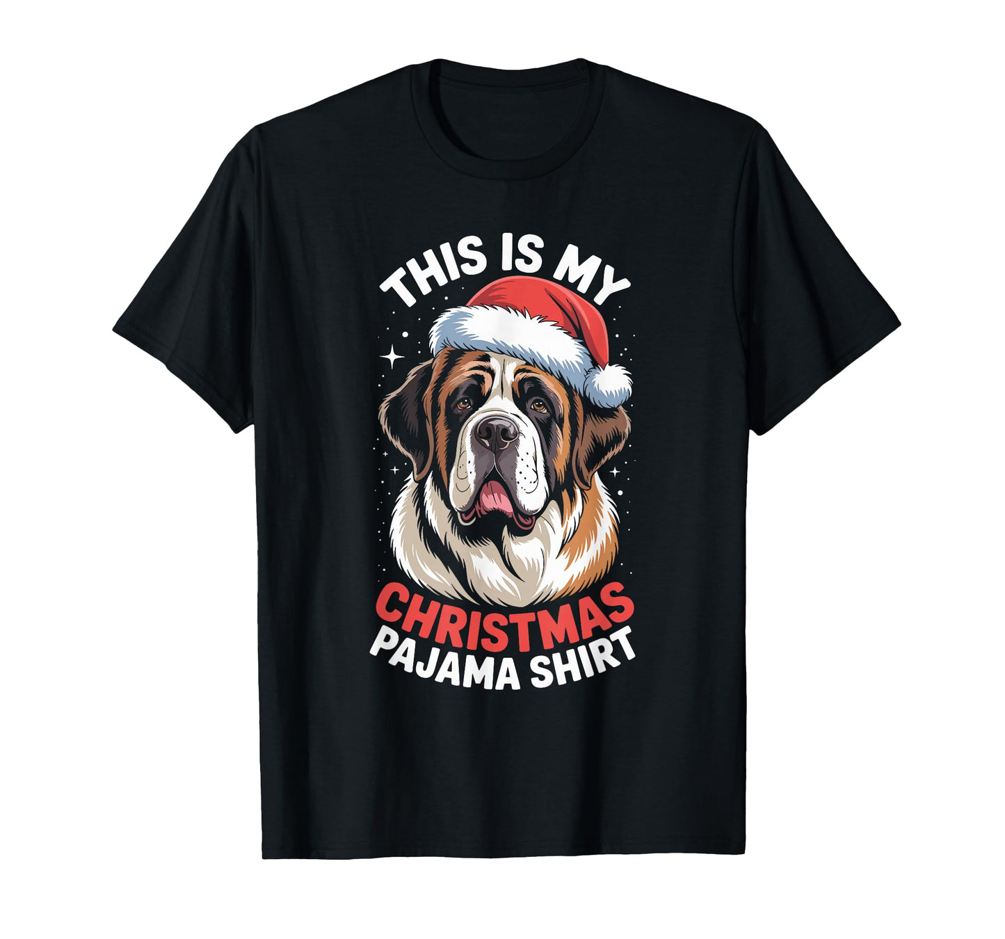 Saint Bernard Dog Santa Hat Christmas Pajama Men Women T-Shirt