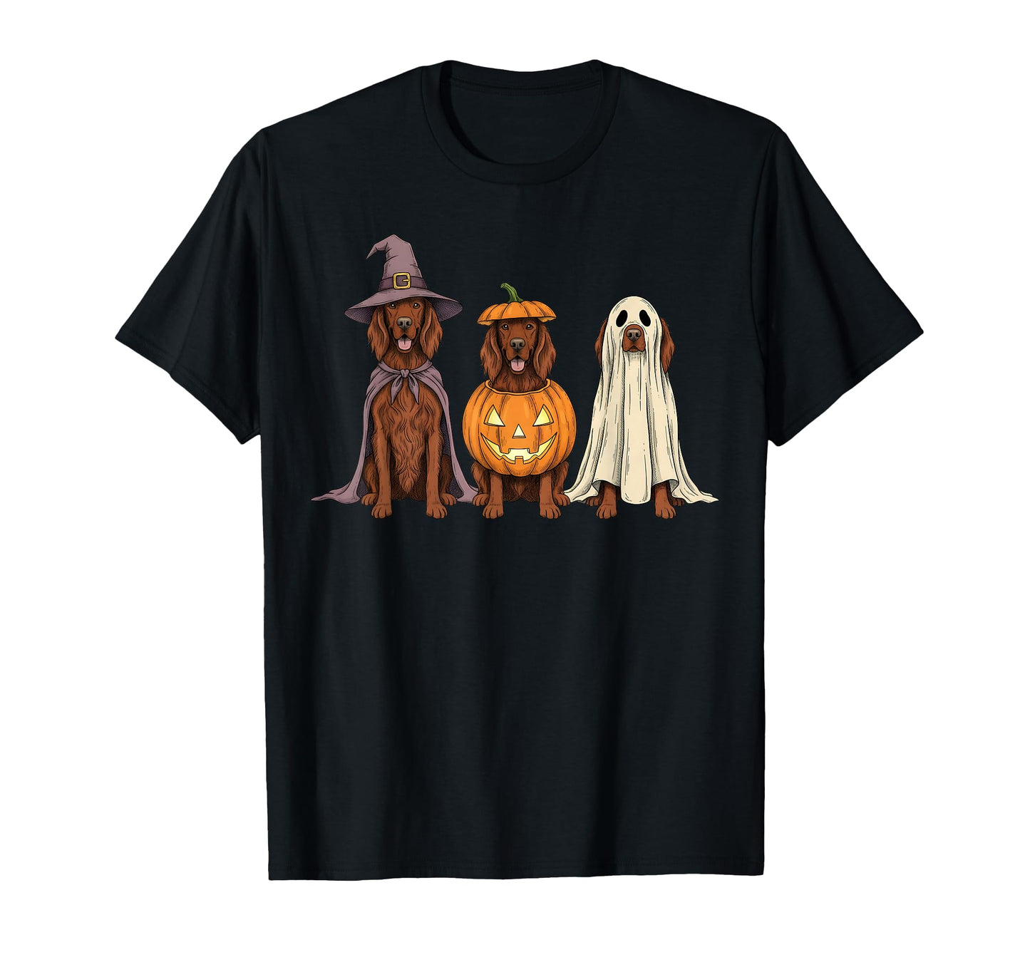 Spooky Ghost Irish Setter Pumpkin Halloween Dog Lover T-Shirt