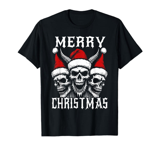 Dark Christmas Santa Skulls Gothic Edgy Xmas T-Shirt