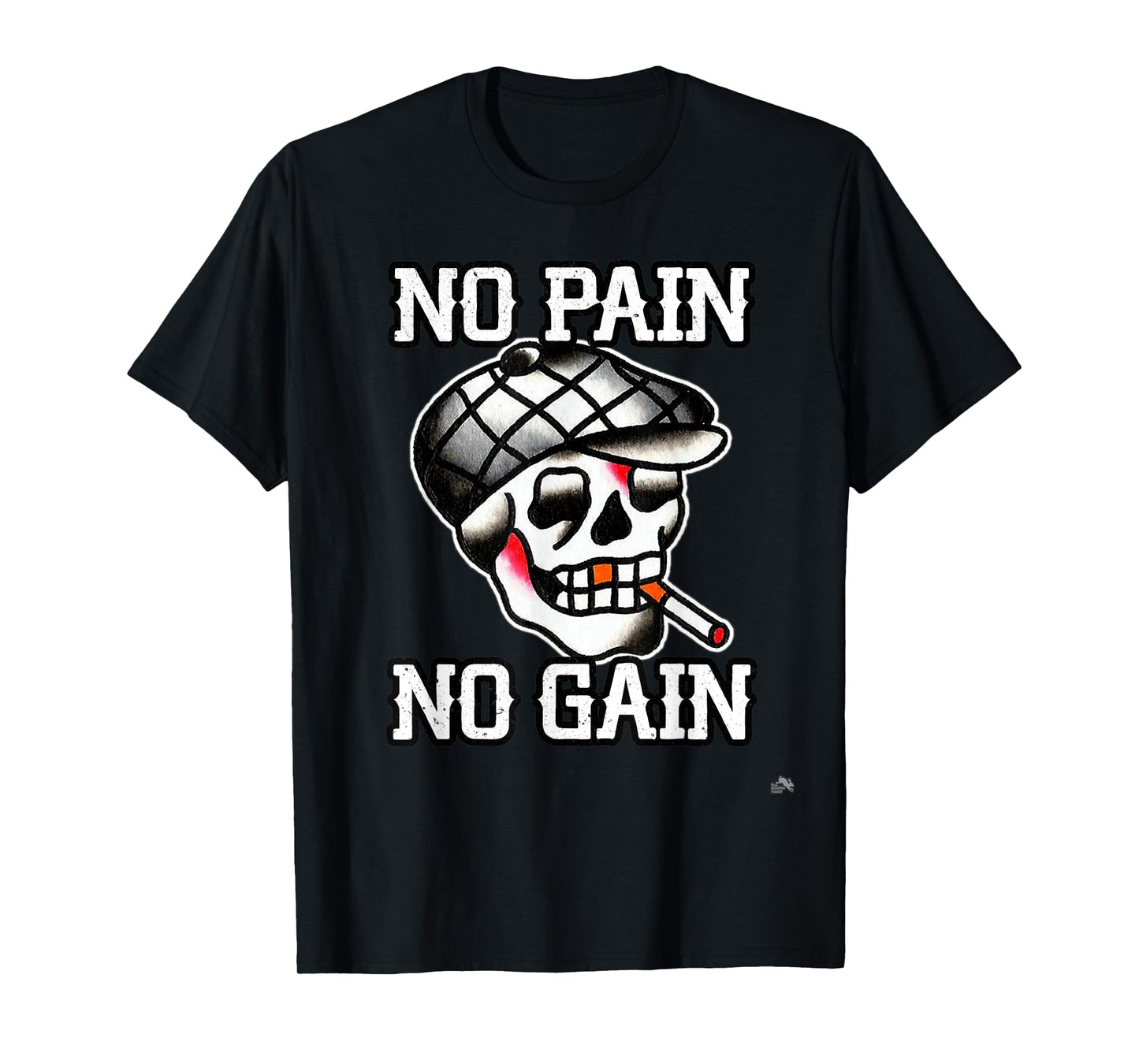 No Pain No Gain Smoking Tattoo Skull T-Shirt