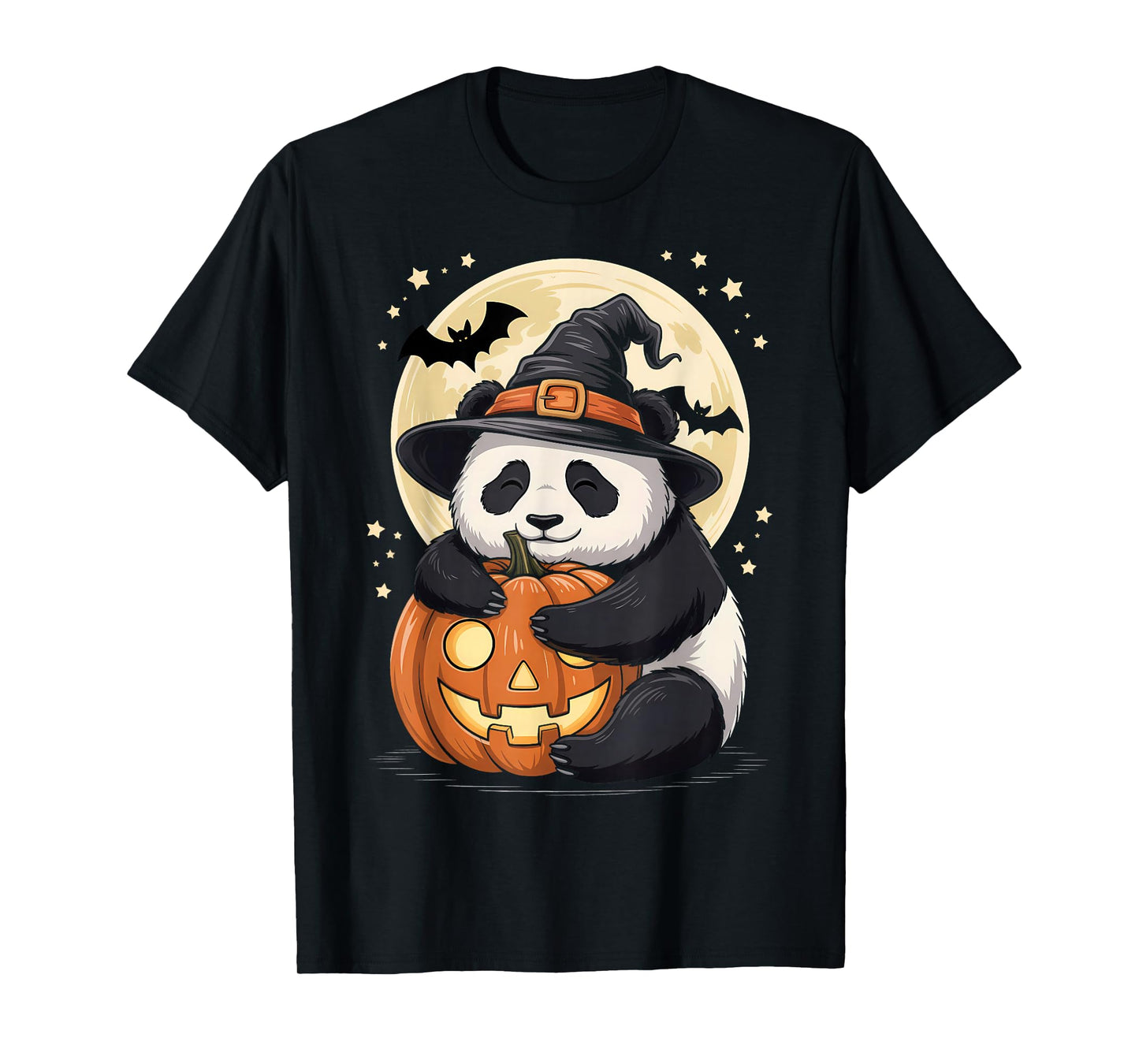Halloween Panda Witch Hat Pumpkin Spooky T-Shirt