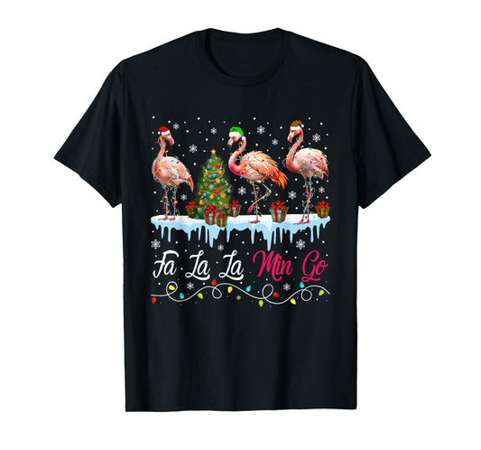 FA La La Mingo Flamingo Christmas Tropical Xmas Tree Lights T-Shirt