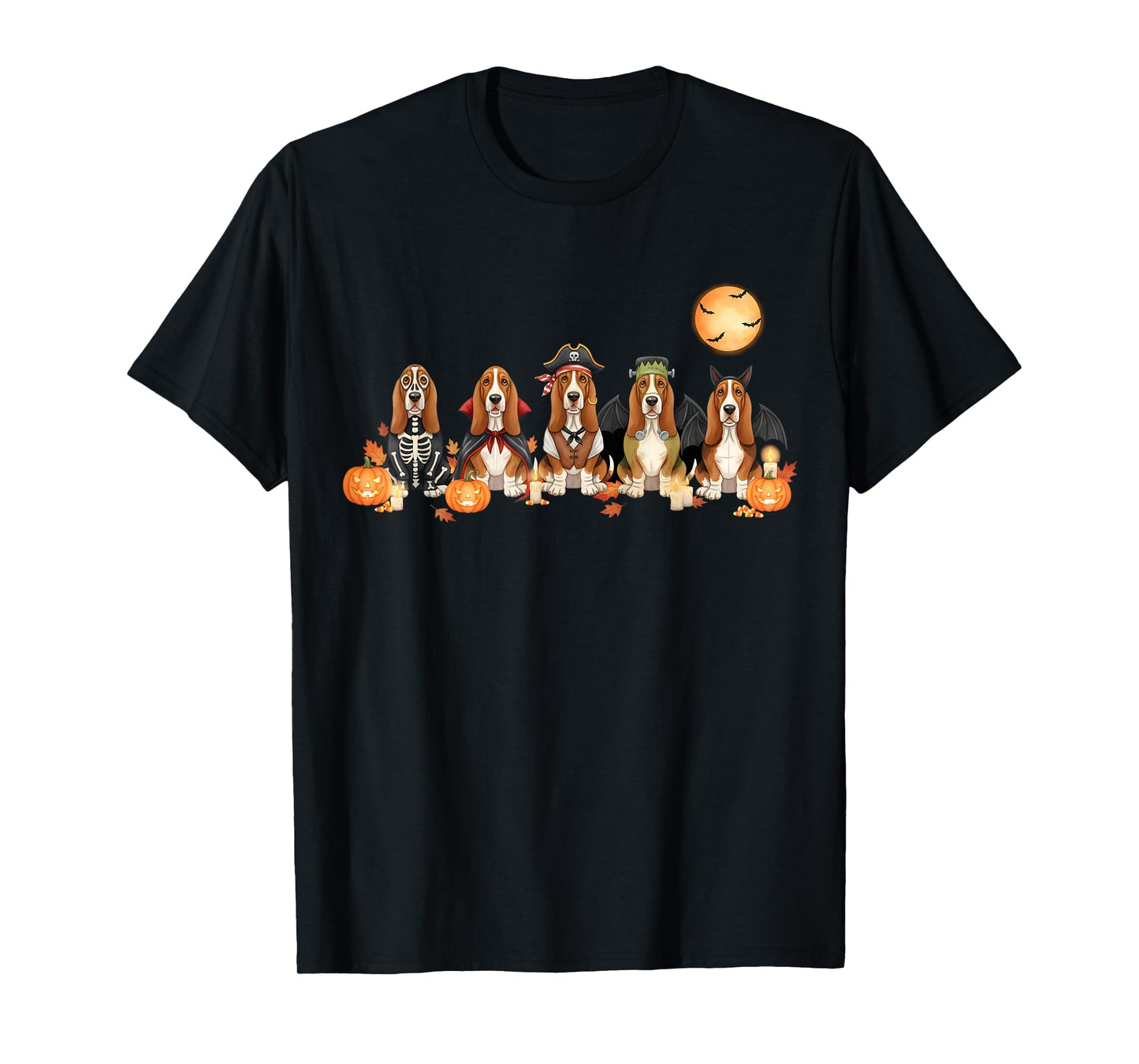 Spooky Basset Hound Dogs Ghost Witch Mummy Basset Costume T-Shirt