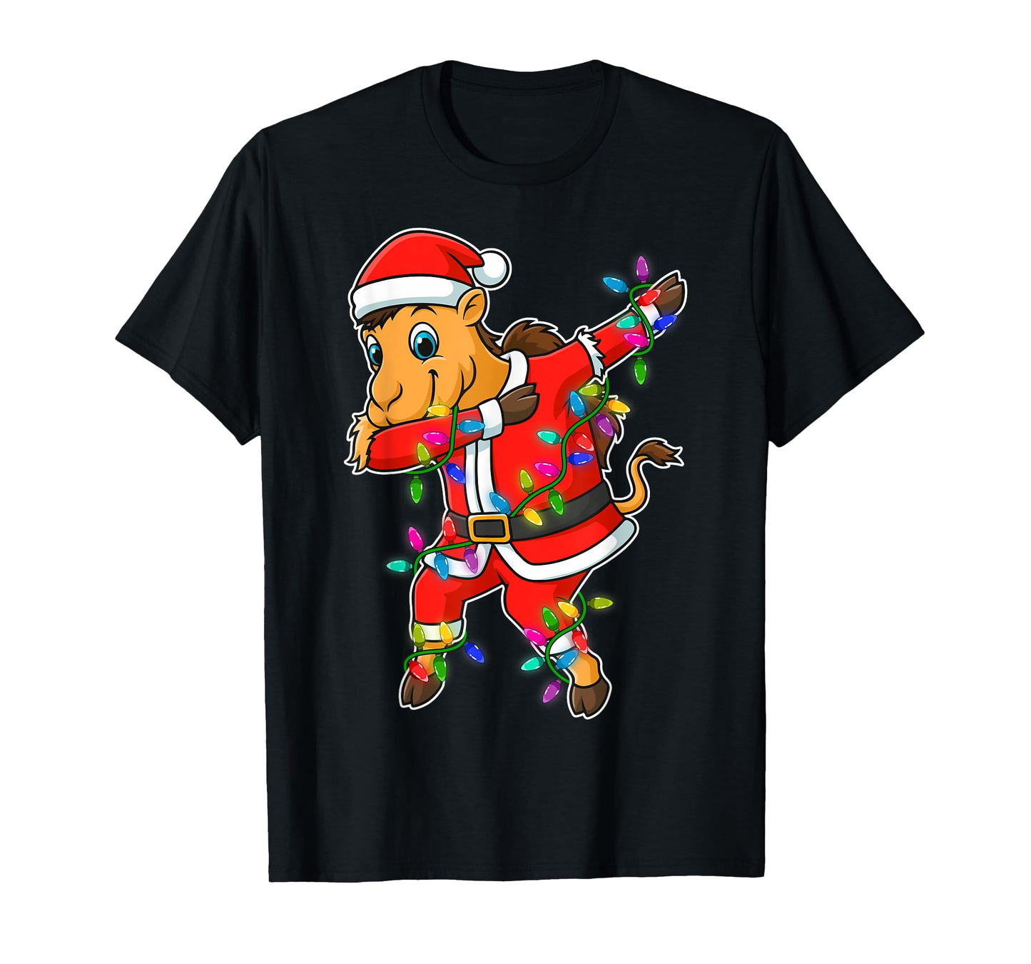 Christmas Camel Dabbing Lights Santa Xmas for Men Women Kids T-Shirt