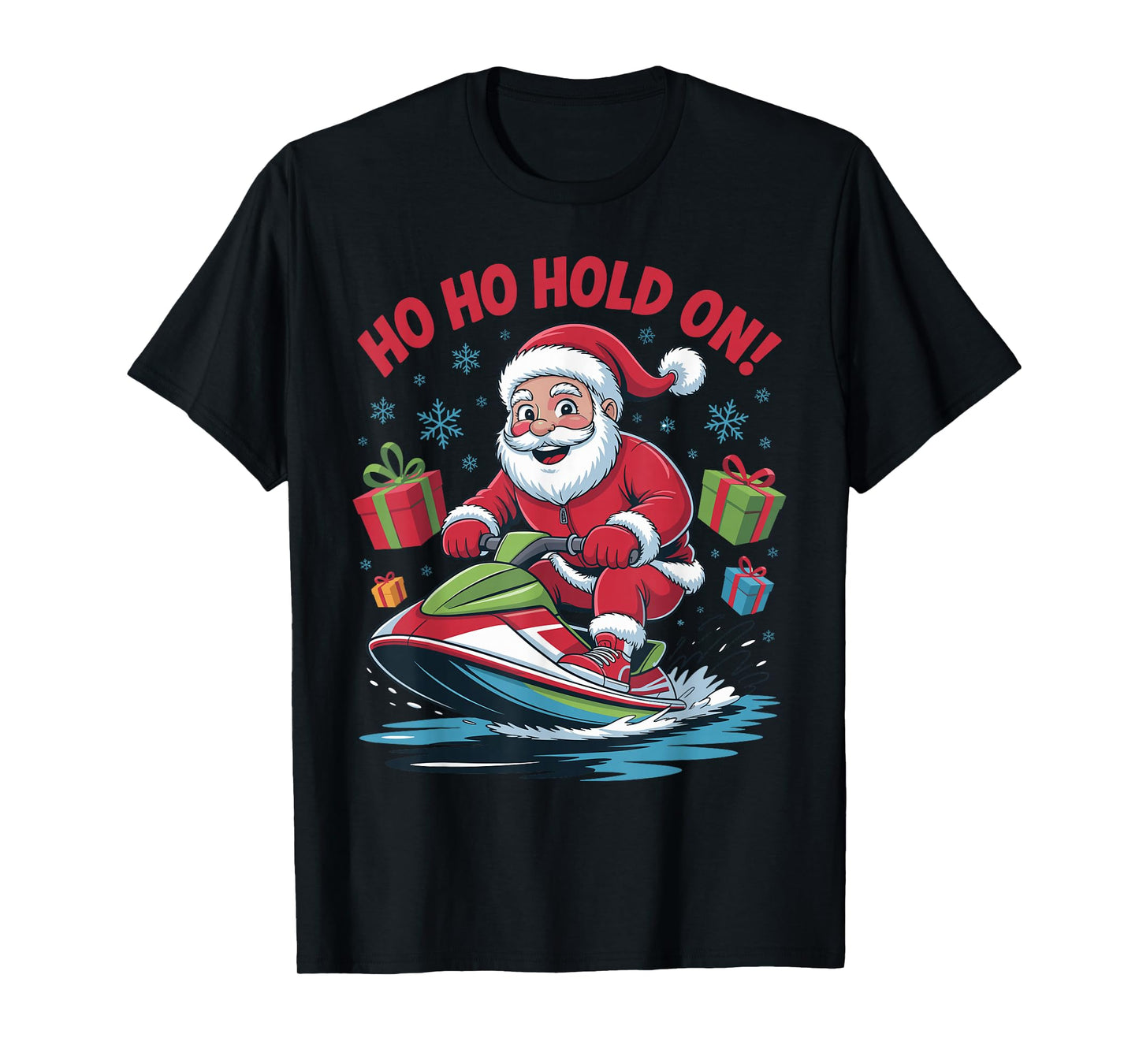 Funny Santa Jet Skiing Lover Christmas Xmas Pajama Men Women T-Shirt