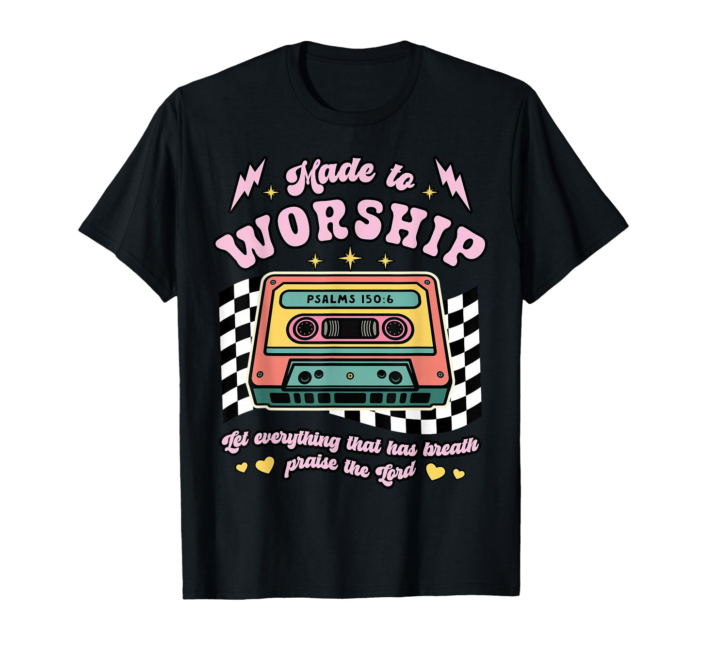 Retro Cassette Made to Worship Christian Music Bible Faith T-Shirt