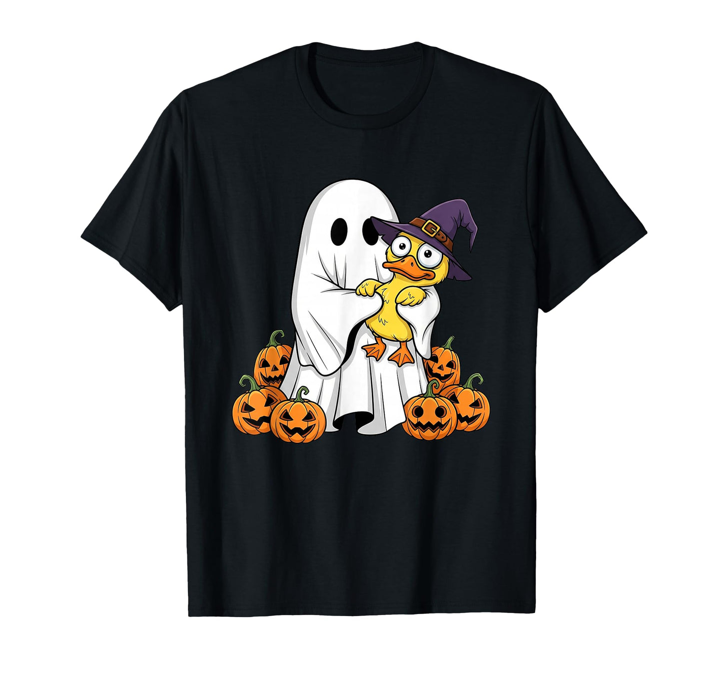 Funny Ghost Duck Pumpkin Halloween Kids Mens Womens T-Shirt