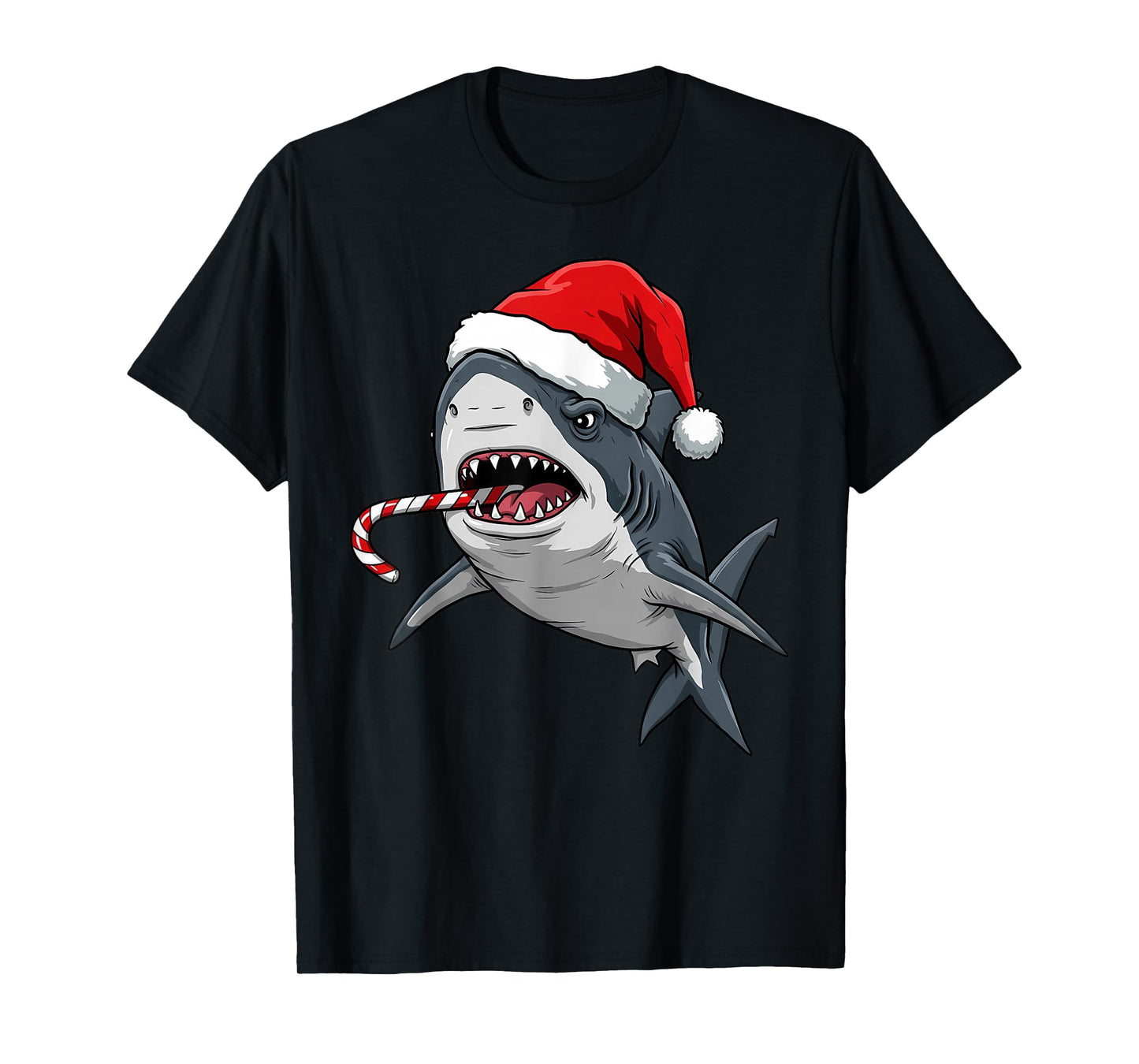 Jawsome Christmas Shark with Santa Hat T-Shirt