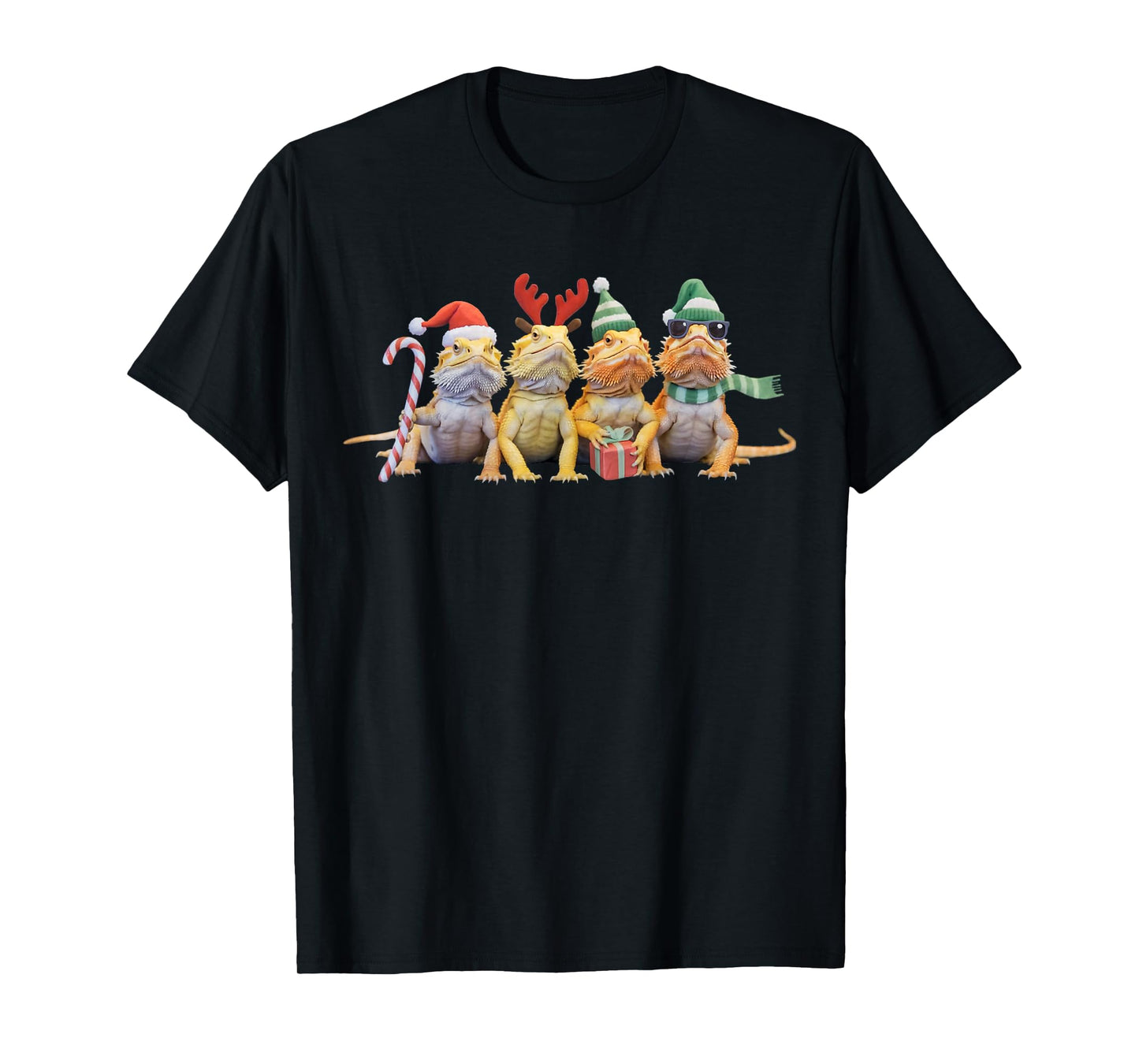 Funny Bearded Dragon Christmas Santa Lizard Xmas Reindeer T-Shirt