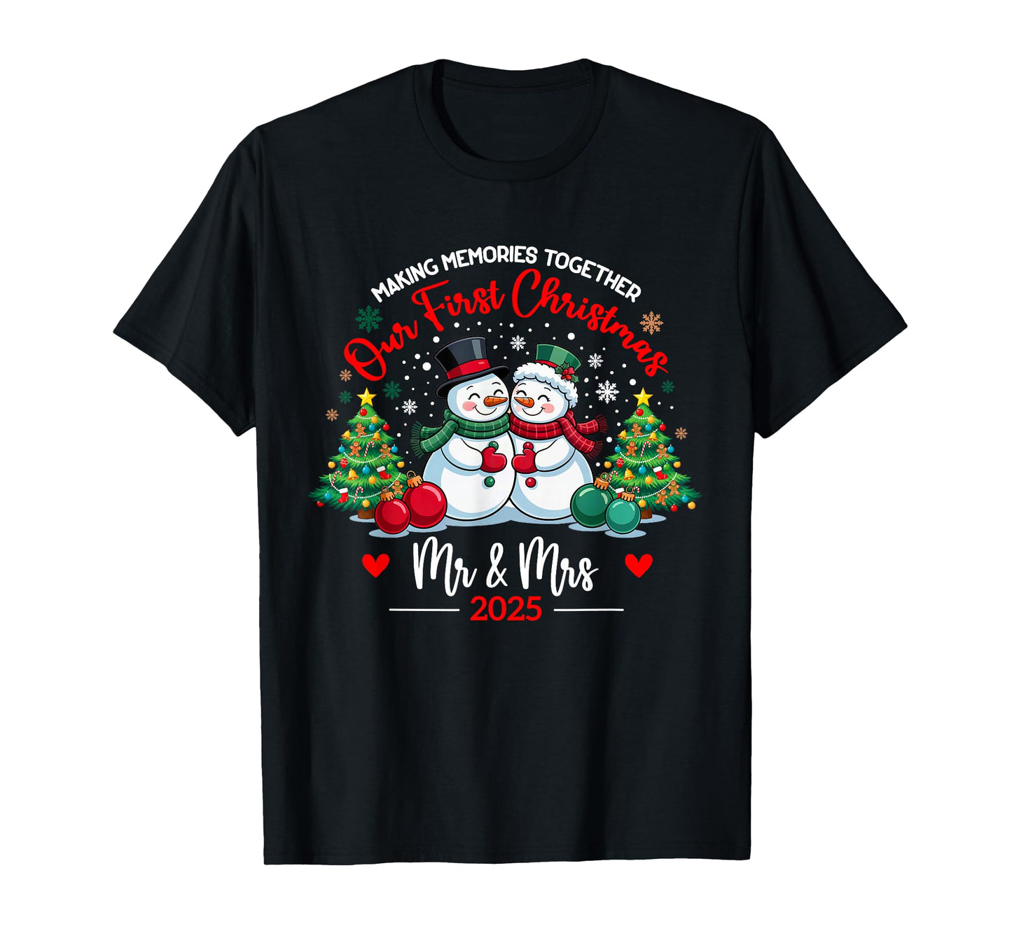 Our First Christmas as Mr & Mrs 2025 Couples T-Shirt