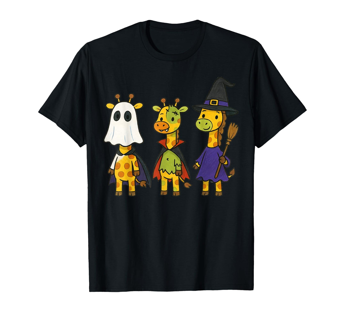 Giraffe Spooky Witch Boo Zombie Cute Halloween Boys Girls T-Shirt