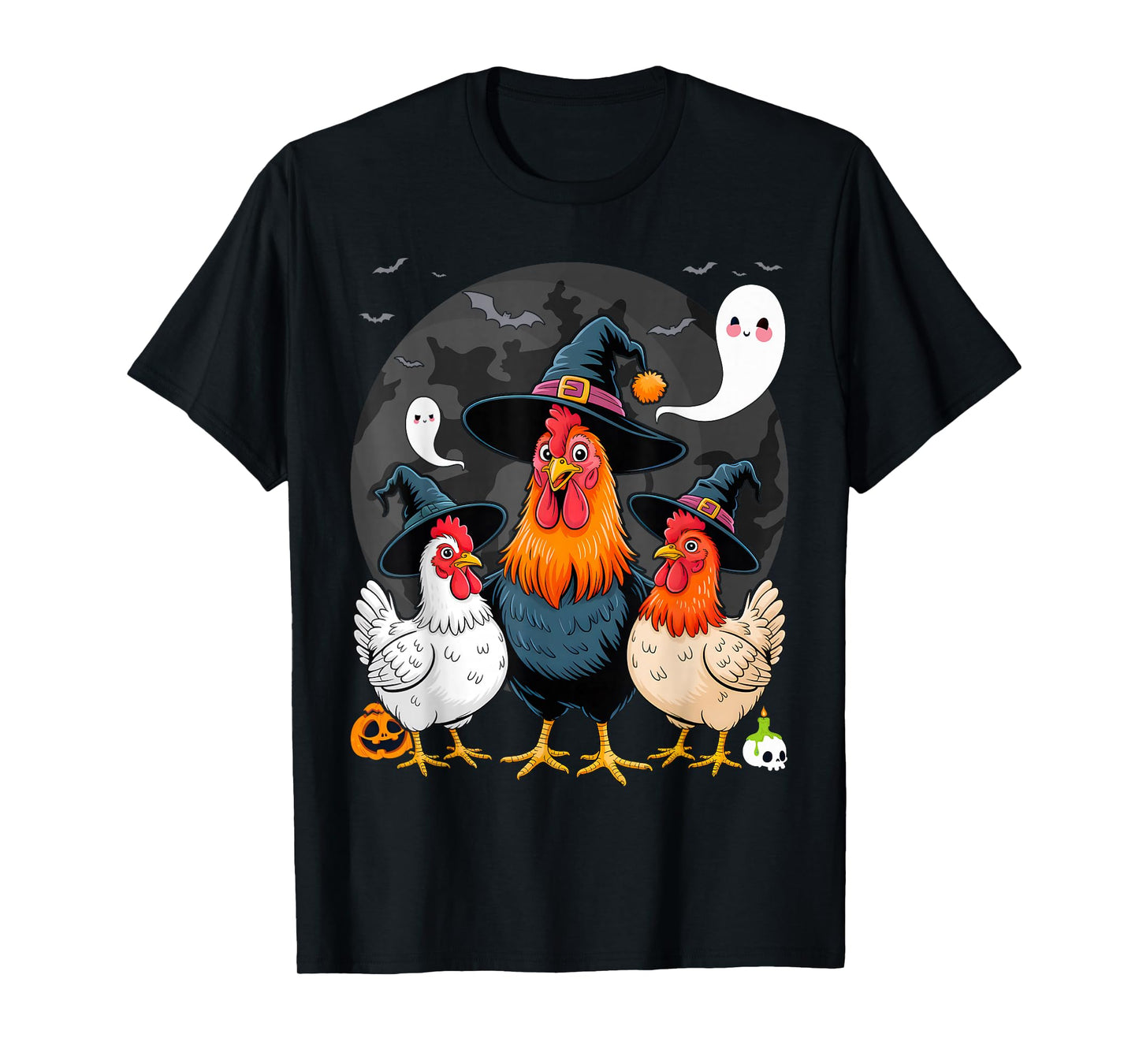 Funny Halloween Chickens Witch Spooky Season T-Shirt