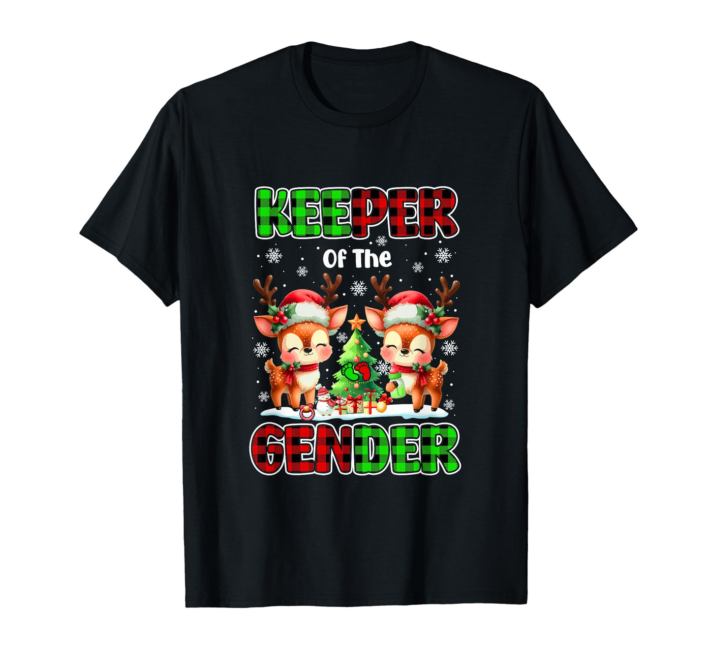 Keeper of Gender Christmas Couple Reindeer Expecting Baby T-Shirt