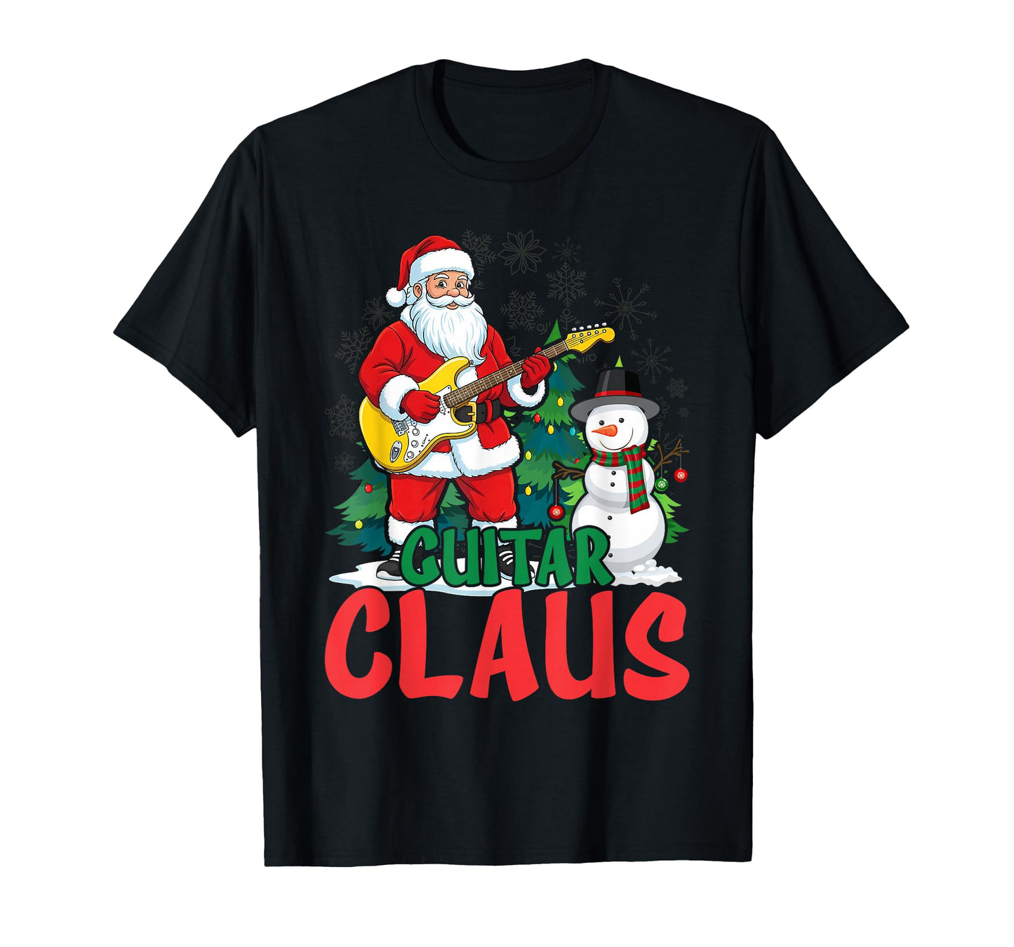 Guitar Santa Claus Christmas Matching Costume T-Shirt