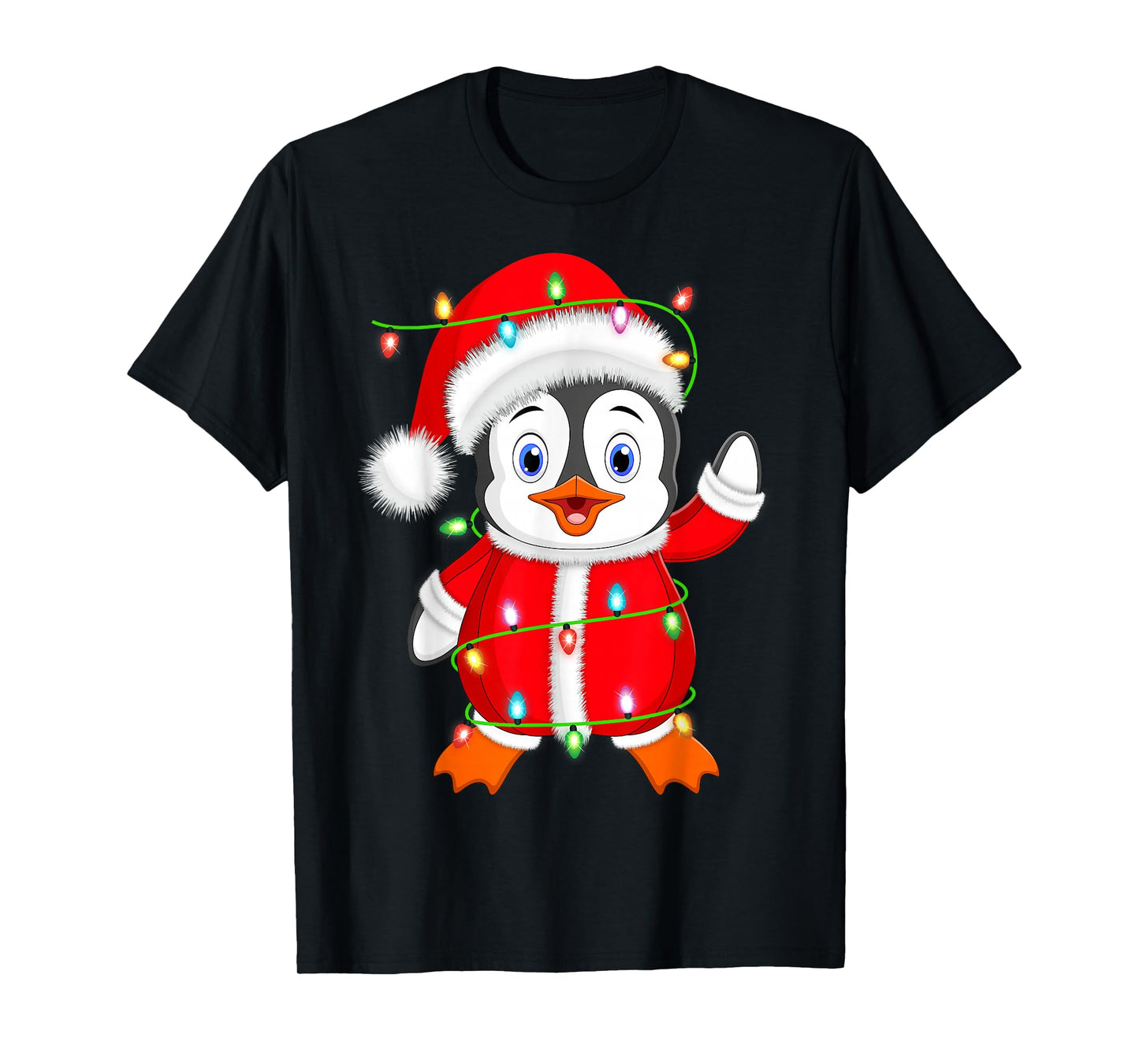 Penguin Christmas Lights Santa Costume Cute Animal Xmas T-Shirt