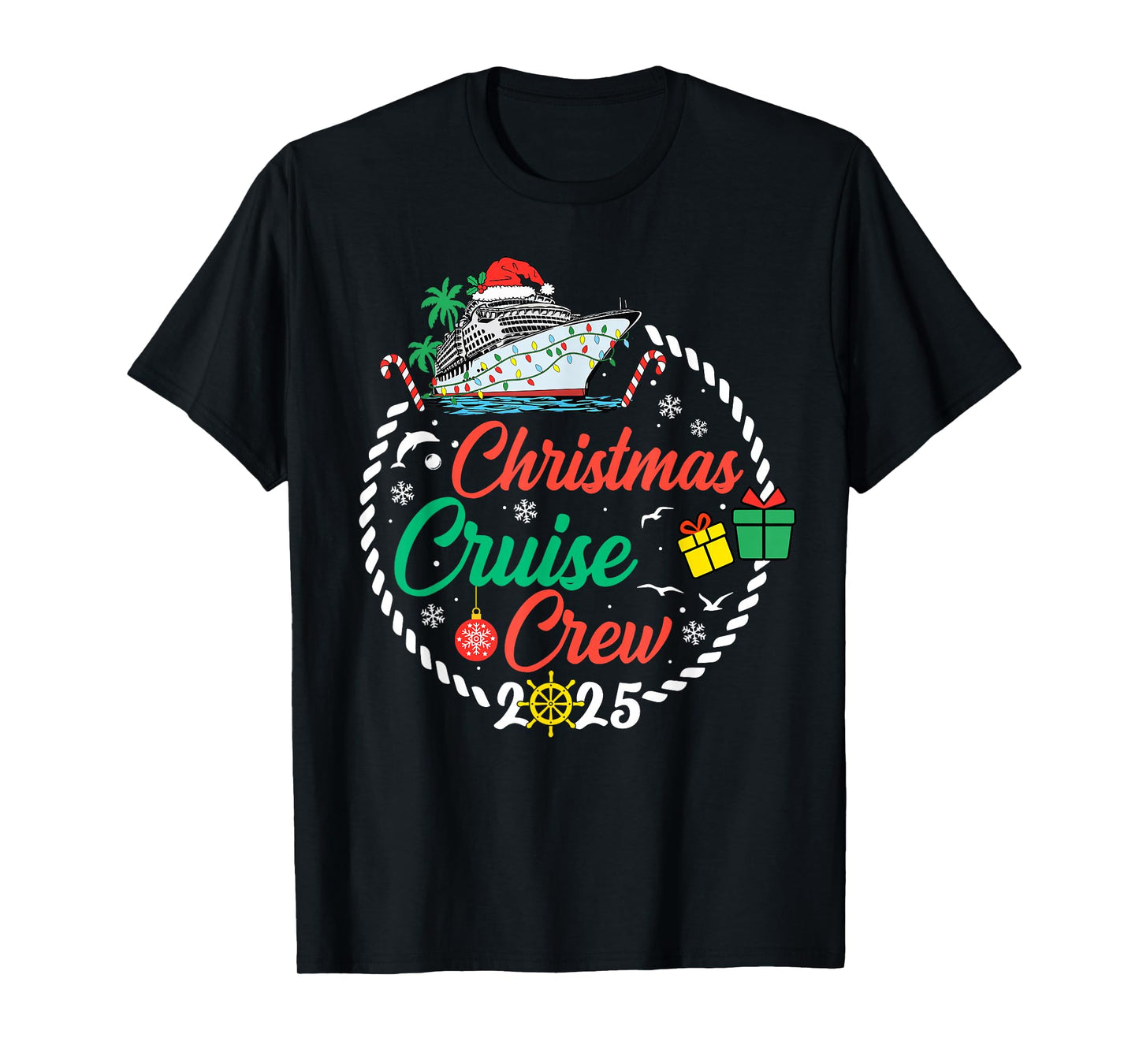 Christmas Cruise Crew 2025 Funny Xmas Family Pajamas Holiday T-Shirt