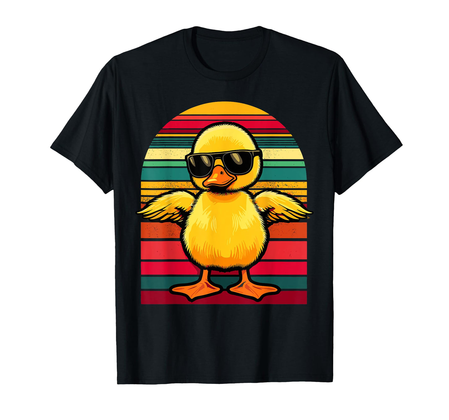 Yellow Duck in Sunglasses Retro Funny Duck T-Shirt