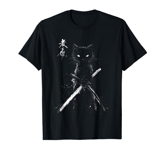 Samurai Cat Ukiyo-e Art Vintage Japanese Warrior Aesthetic T-Shirt