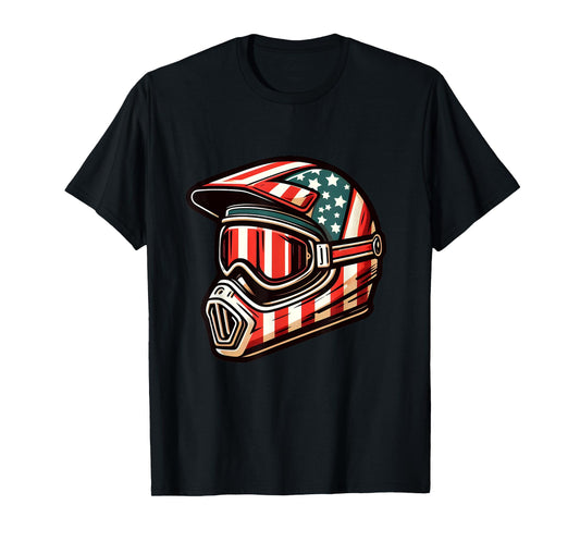 Dirt Bike American USA Flag Motocross Biker 4th of July T-Shirt
