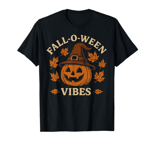 Fall O Ween Vibes Pumpkin Autumn Halloween T-Shirt
