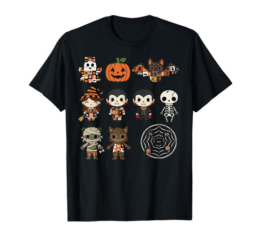 Halloween Patchwork Spooky Patch Friends Party T-Shirt