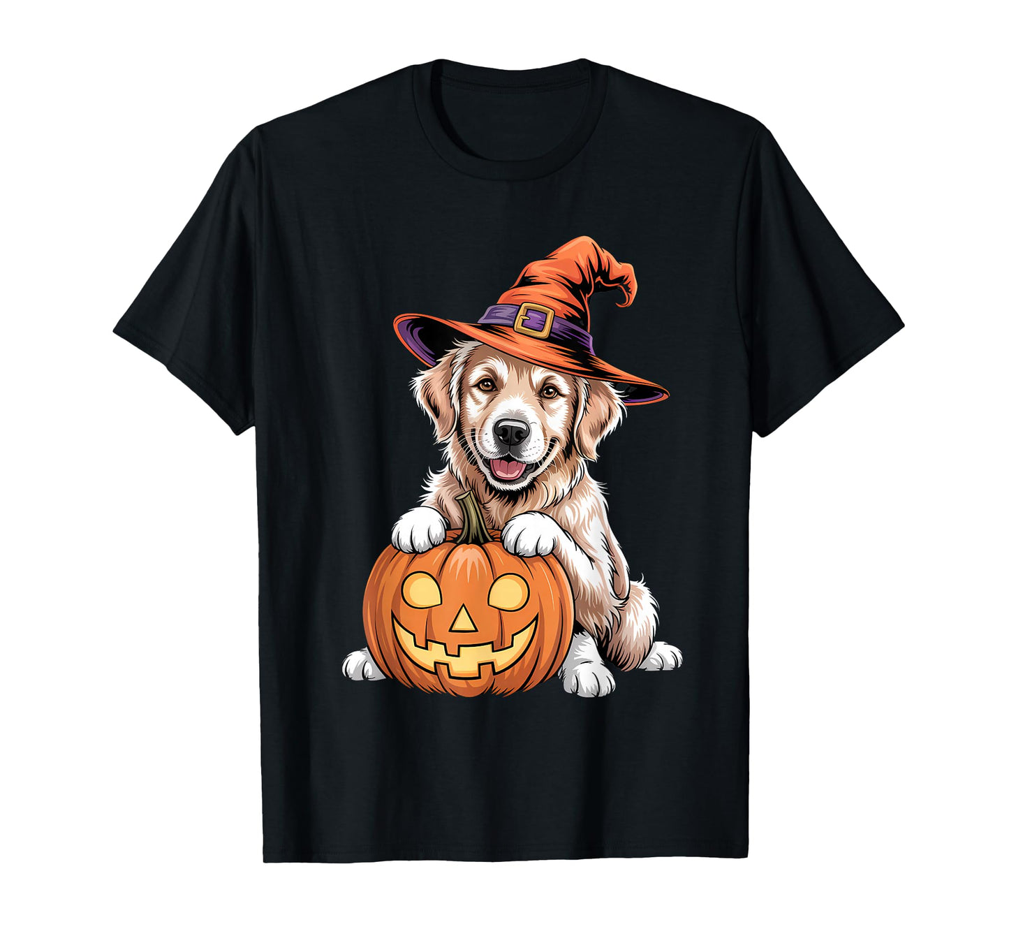 Golden Retriever Halloween Dog Outfit with Pumpkin T-Shirt