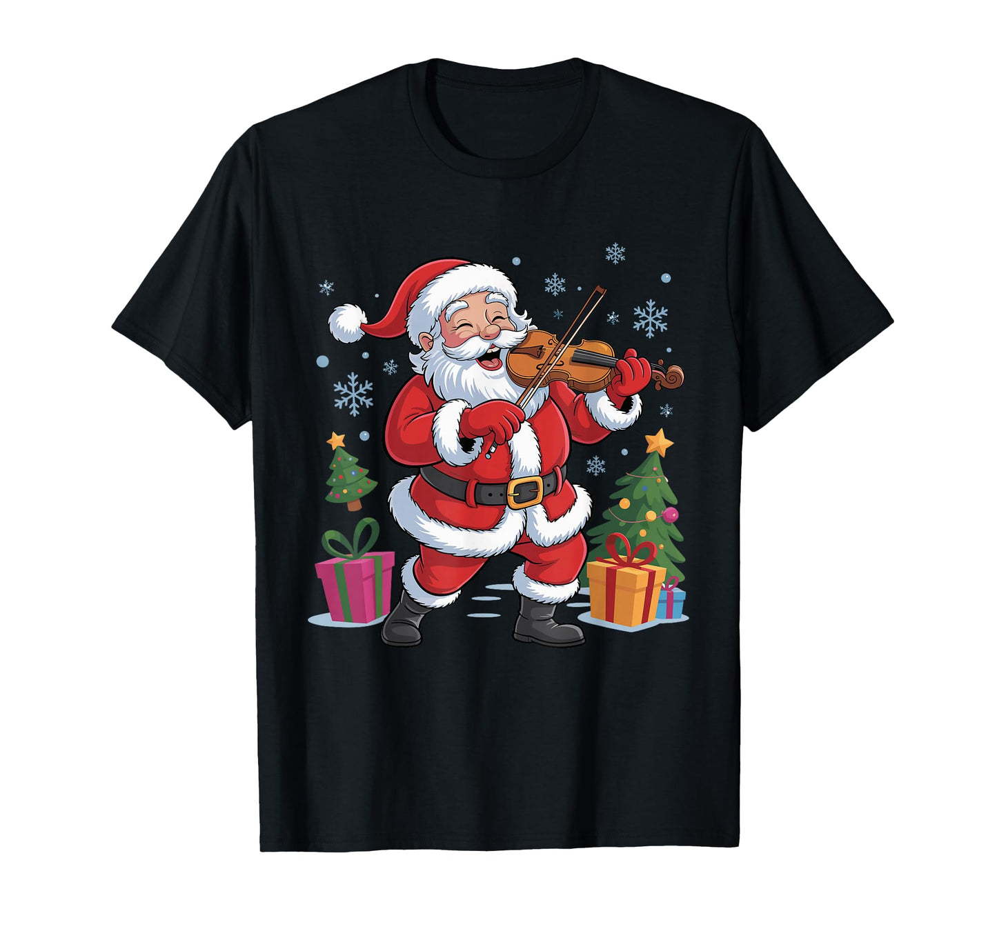 Funny Santa Playing Violin Holiday Chrismas Xmas Pajama T-Shirt