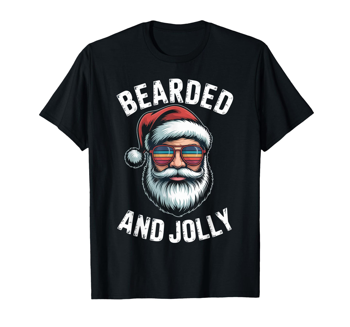 Bearded and Jolly Christmas Humor Santa Vibes T-Shirt