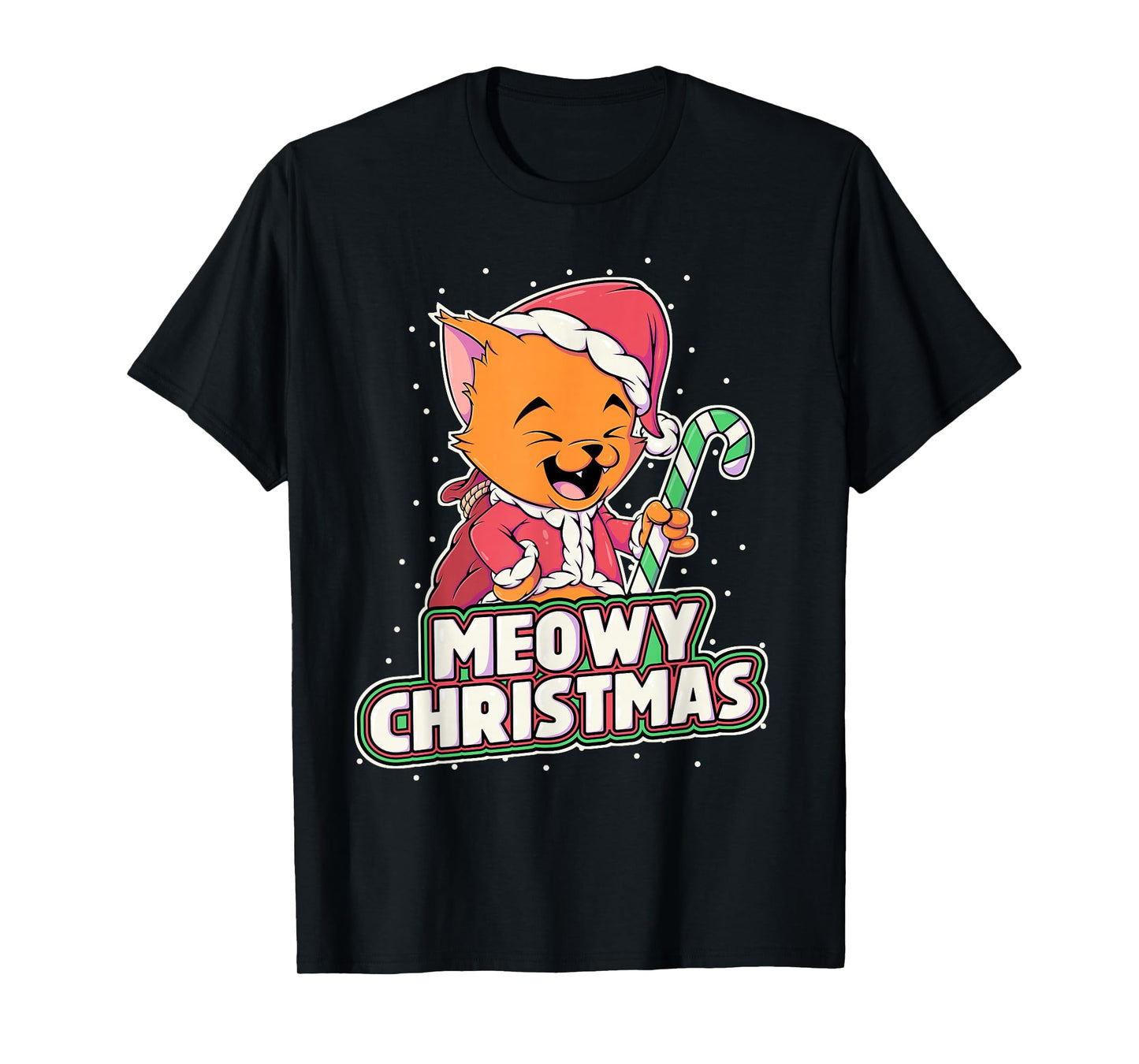 Meowy Christmas Alley Cat Lovers Santa Cat Xmas Orange Cat T-Shirt