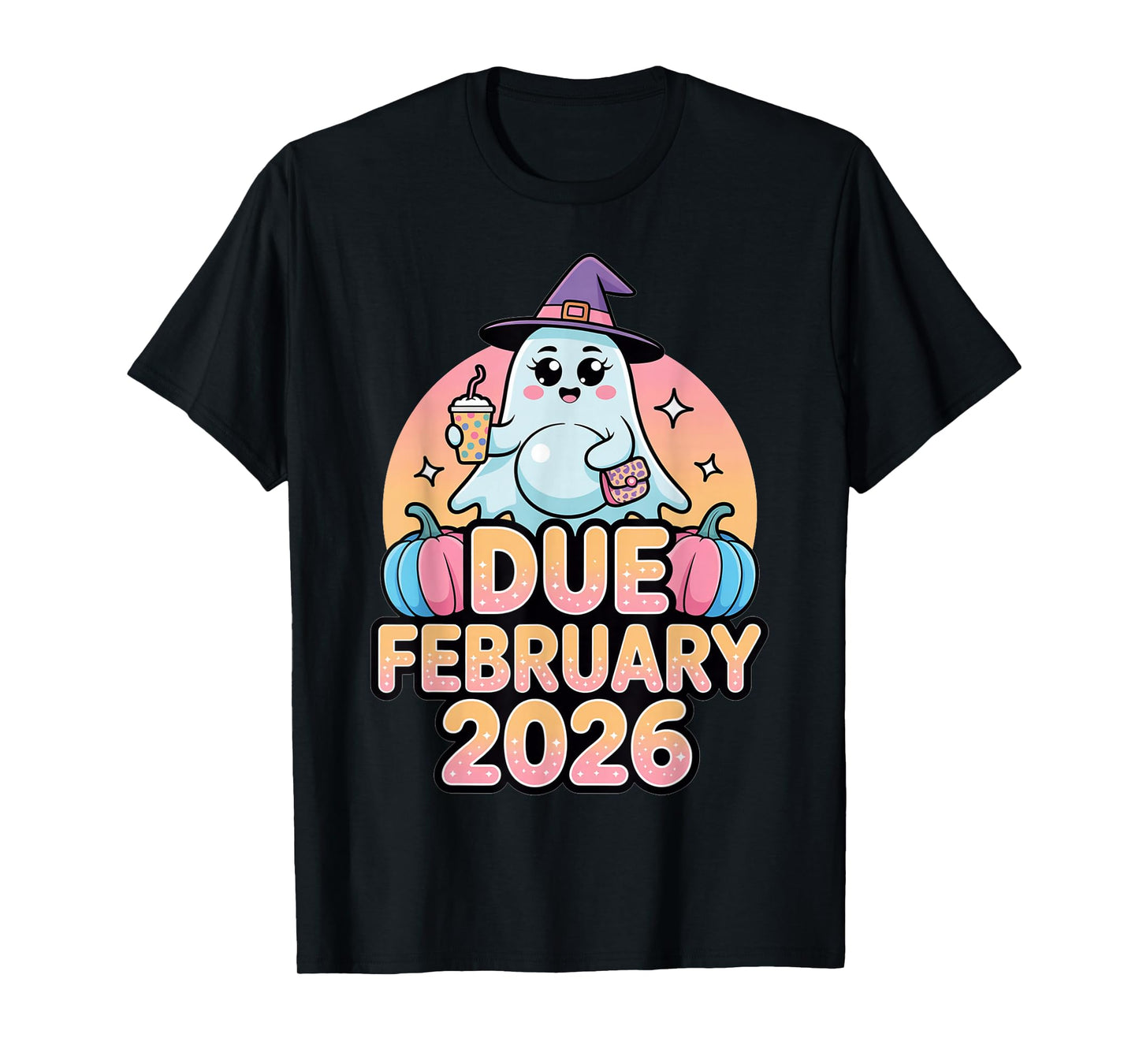 Halloween Pregnant Due February 2026 Mama Ghost Baby Mom T-Shirt