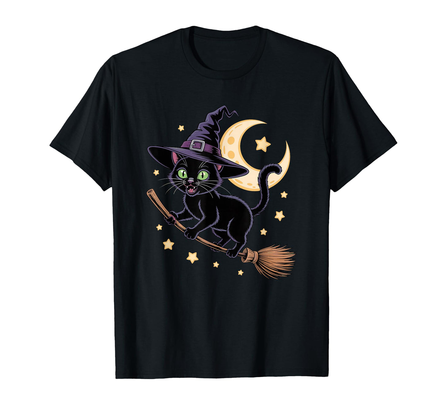 Halloween Witch Bombay Cat Broom T-Shirt