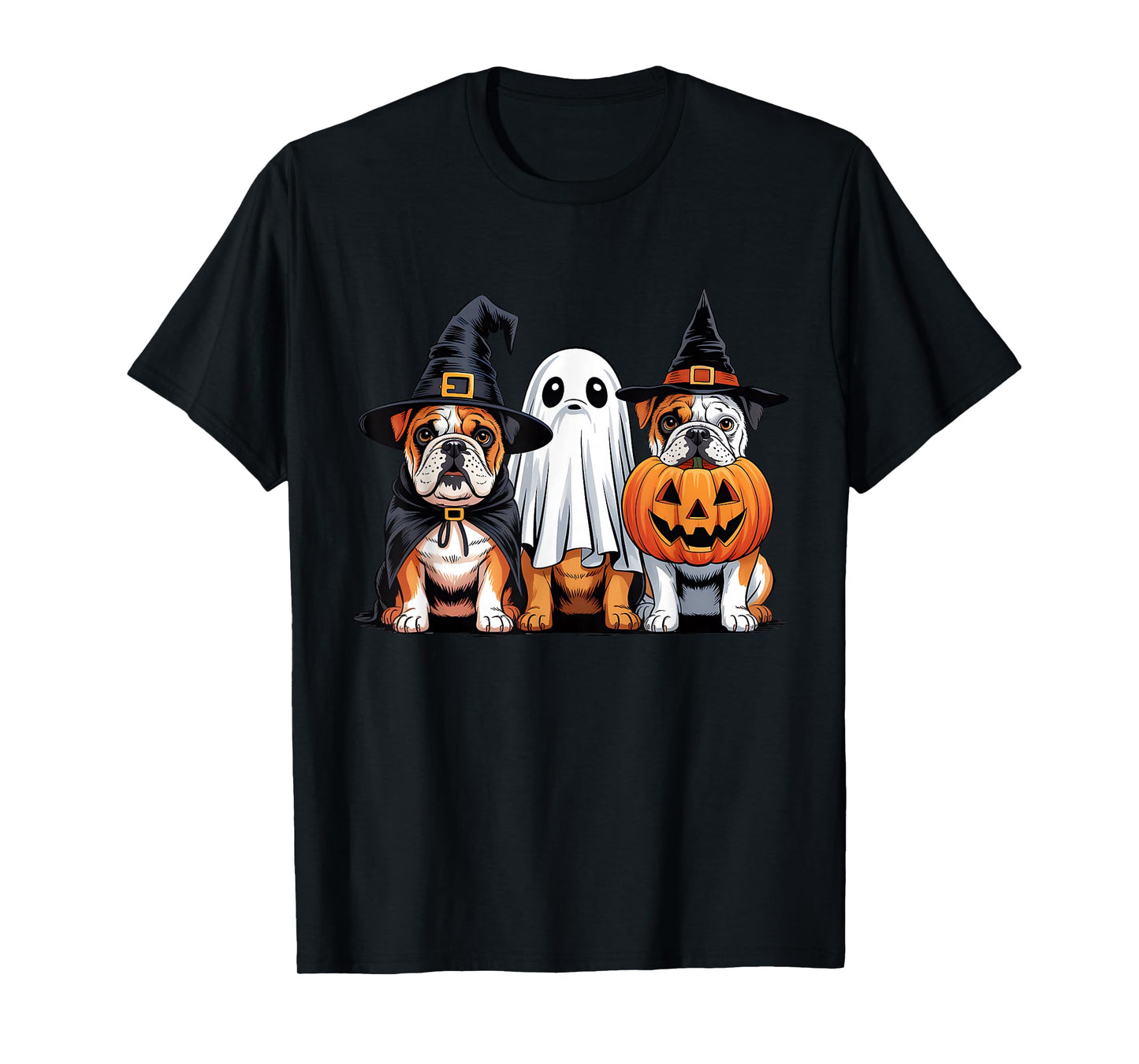 English Bulldog Halloween Funny Dog Lover Pumpkin Witch T-Shirt