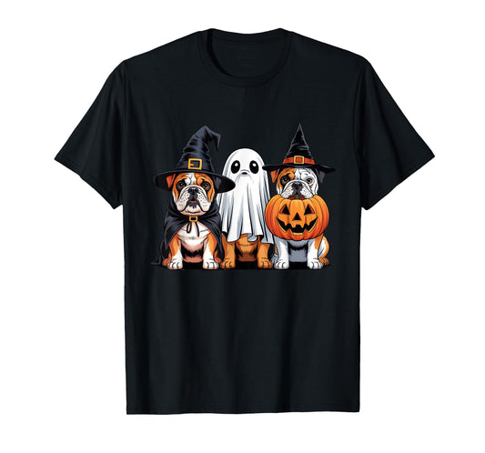 English Bulldog Halloween Funny Dog Lover Pumpkin Witch T-Shirt