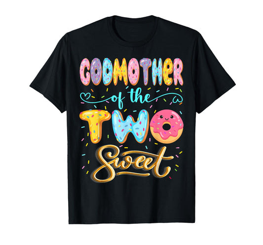 GodMother Of The Two Sweet Donut Lover 2Nd Birthday Girl T-Shirt