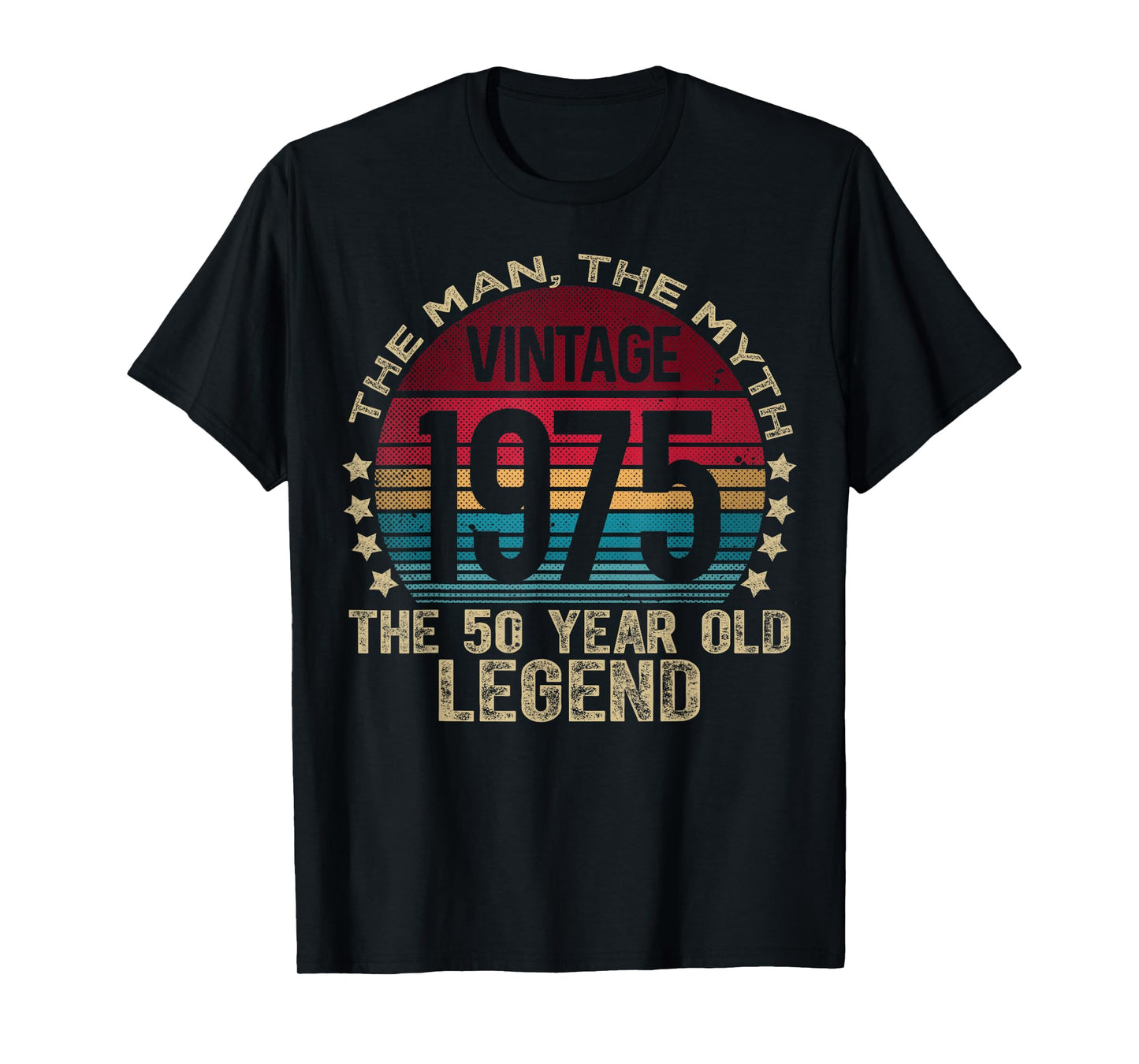 Vintage Legend Birthday Shirts For Men 2025 HH 50 Year Old Gifts Vintage 1975 Limited Edition Unisex-Adult Black T-Shirt Small Short Sleeve Cotton, Polyester 50th Birthday T-Shirt