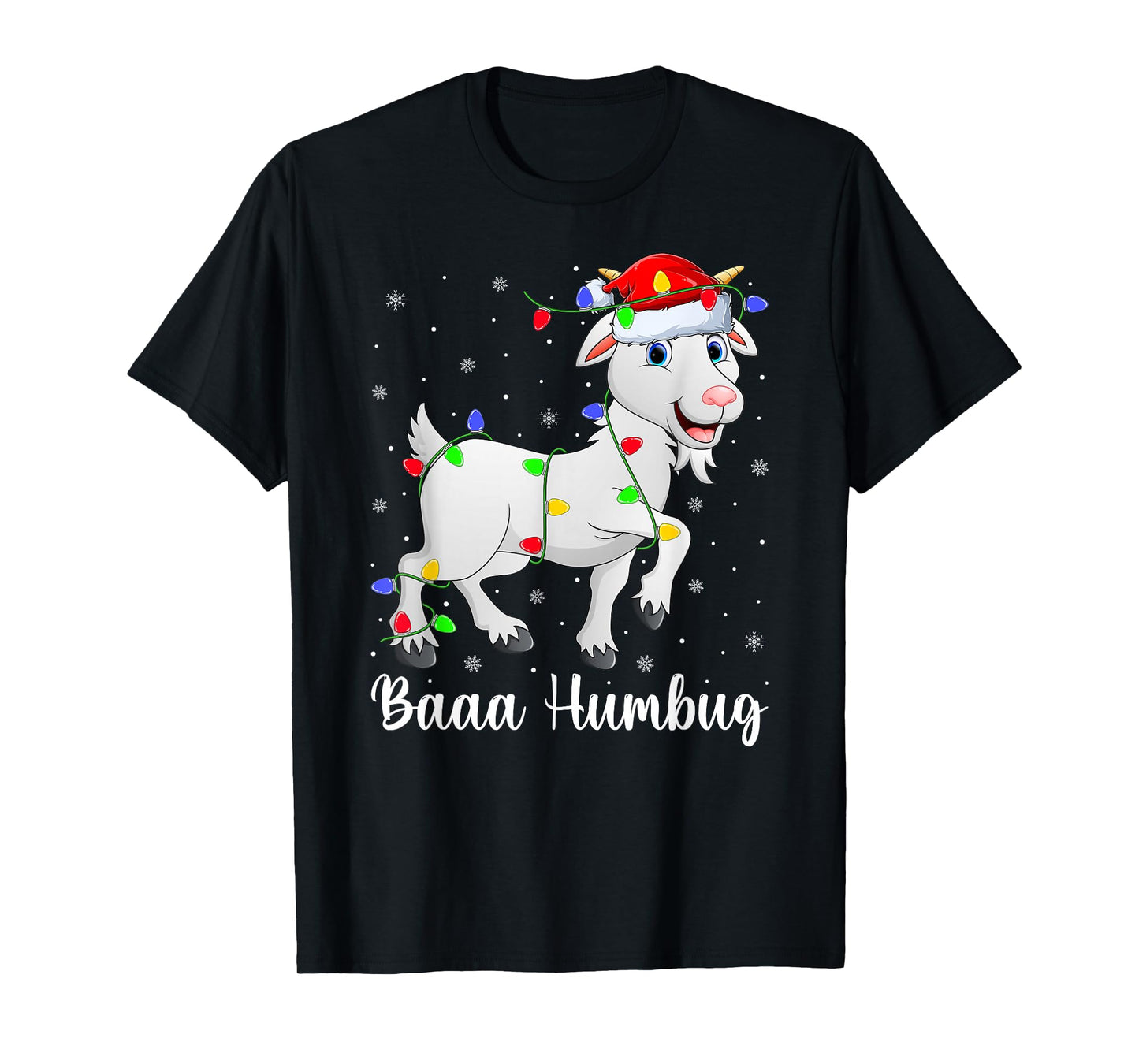 Baa Humbug Xmas Lights Santa Costume Goat Christmas Pajamas T-Shirt