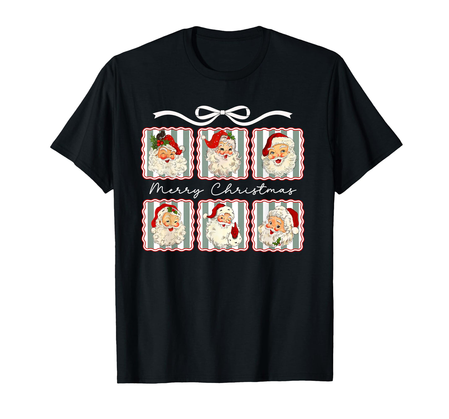 Pretty Vintage Merry Christmas Santa Claus Face T-Shirt
