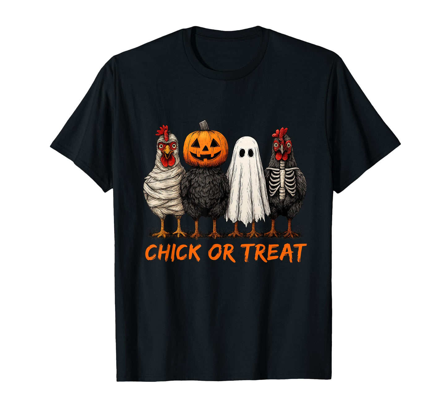 Chick Or Treat Halloween Pumpkin Ghost Spooky Funny Chicken T-Shirt