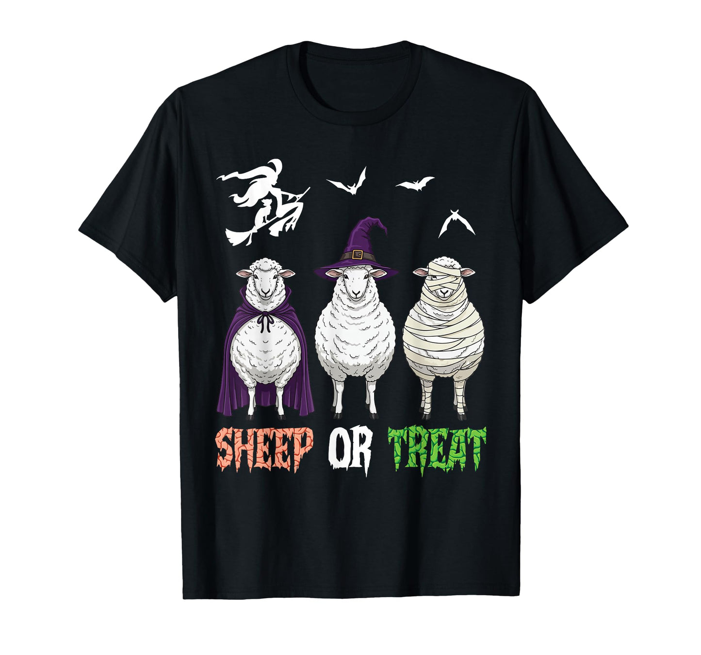 Sheep Or Treat Halloween Witch Ghost Pumpkin Sheeps Costume T-Shirt