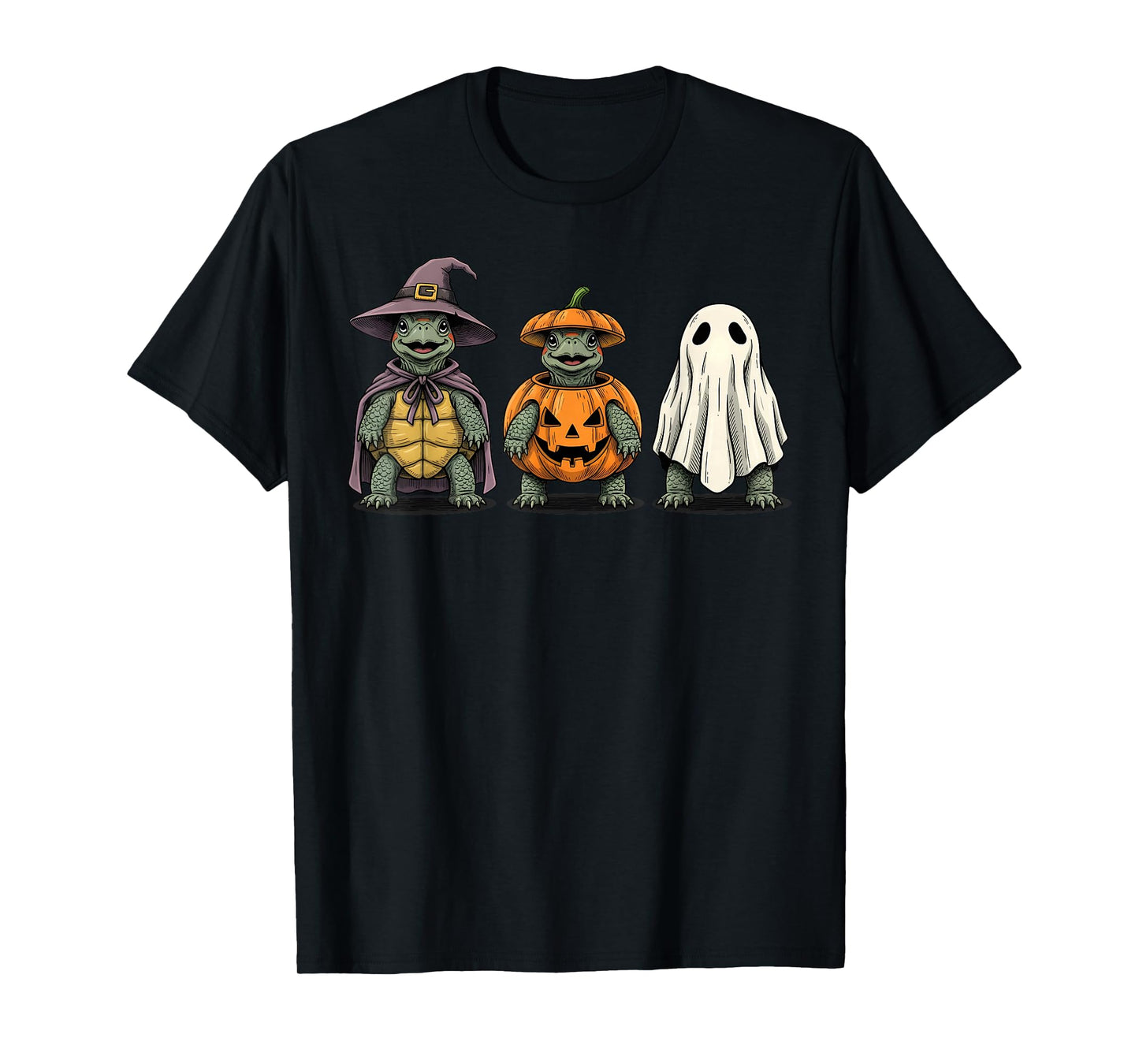 Spooky Ghost Red Eared Slider Turtle Lover Pumpkin Halloween T-Shirt