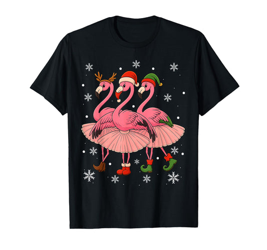 Flamingo Dancing Christmas Tee Santa Claus Xmas Gifts T-Shirt