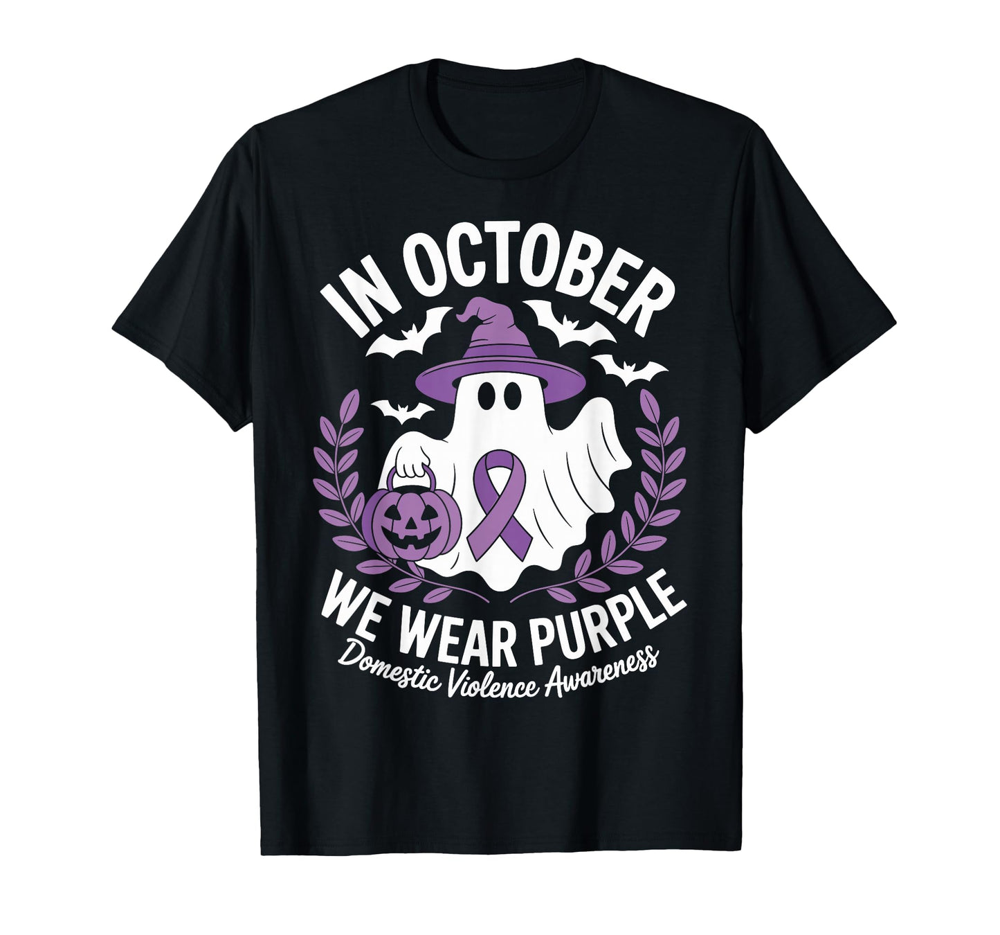 Halloween Ghost Purple Domestic Violence Awareness Men Women T-Shirt