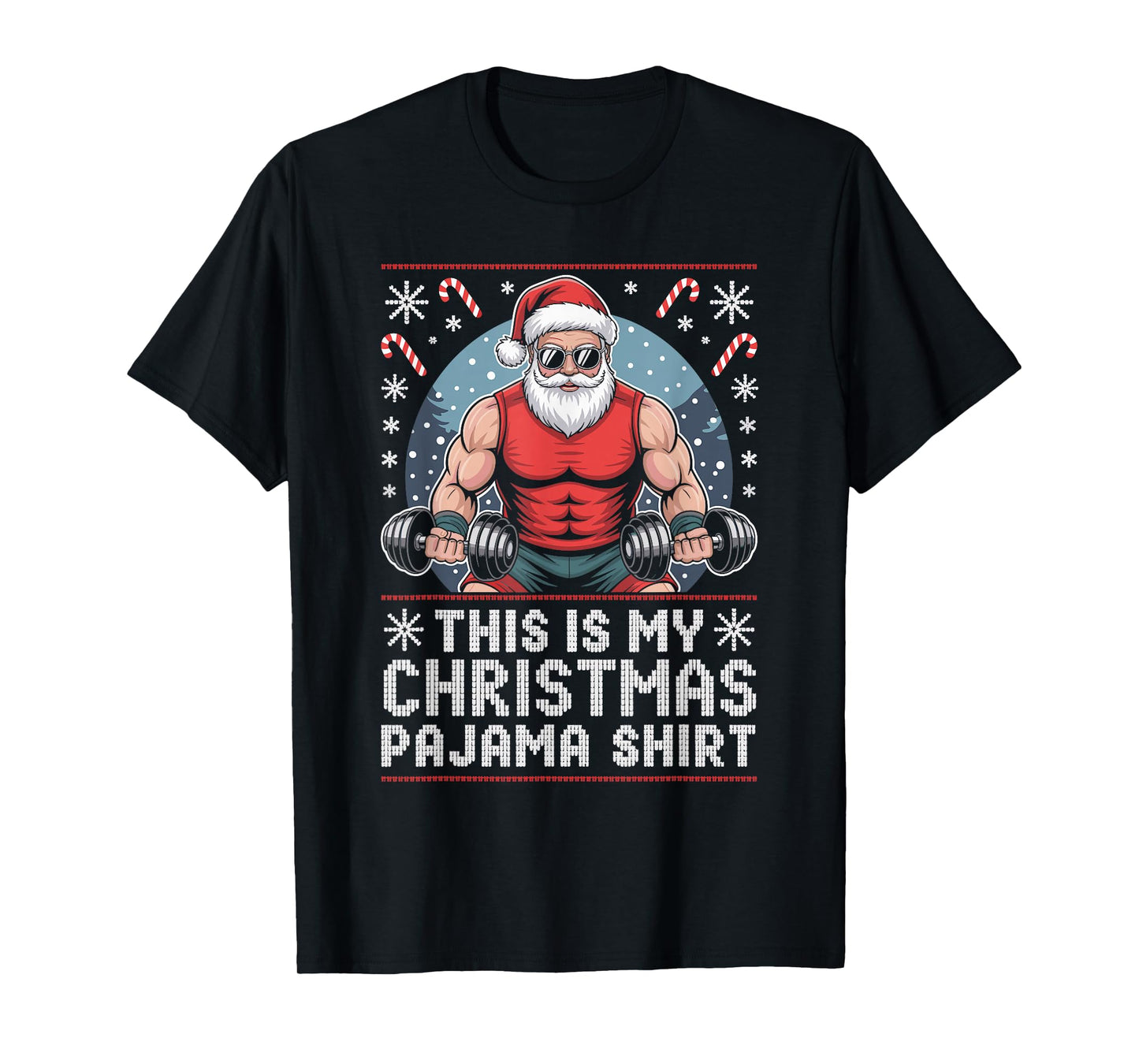 Santa Weightlifting Ugly Christmas Sweater Fitness Deadlift T-Shirt