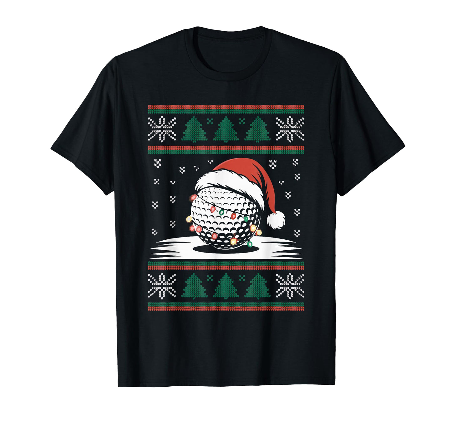 Golf Ball Santa Hat Ugly Christmas Sweater Golfer Golfing T-Shirt