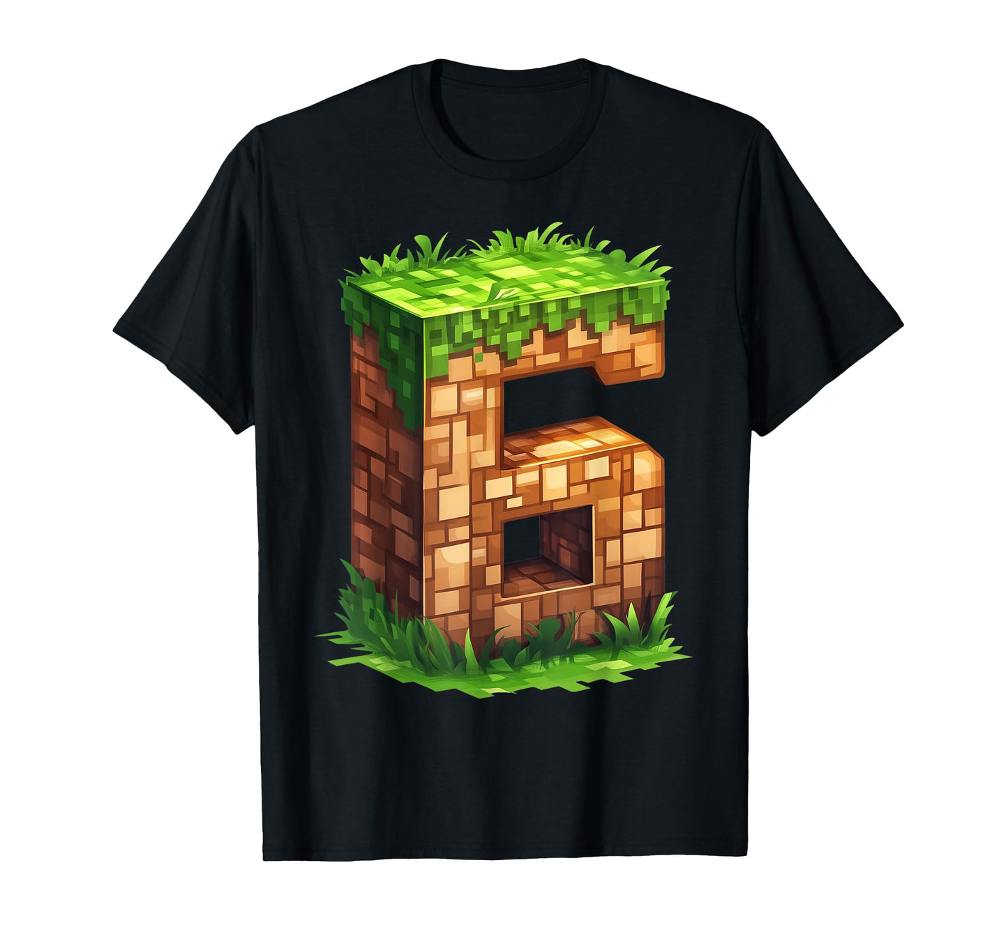 Fun 6th Birthday Number 6 Video Gamer Pixel Themed Bday Boys T-Shirt