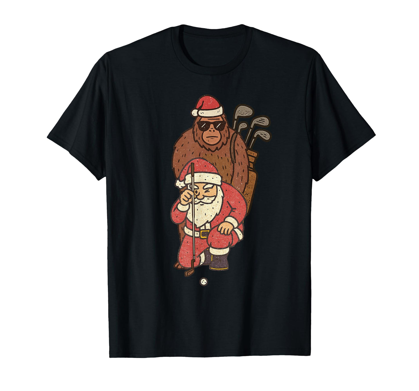 Santa Playing Golf Christmas Vintage Funny Xmas T-Shirt