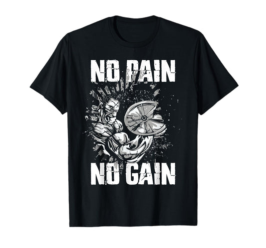 Gym Fitness and Bodybuilding Shirts for Men No Pain No Gain T-Shirt