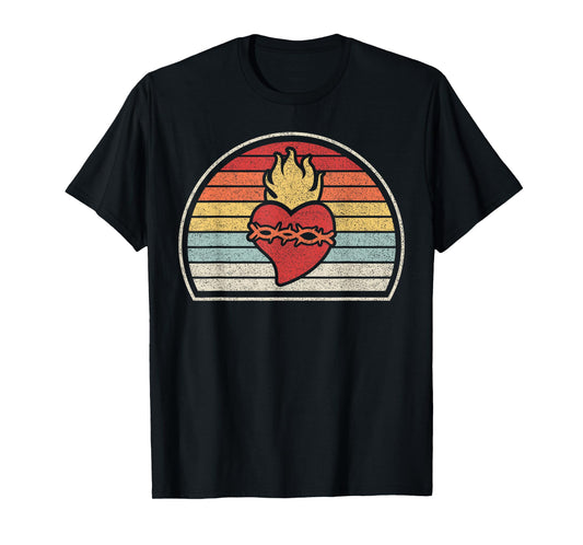 Vintage Retro Sacred Heart Of Jesus Christ Catholic T-Shirt