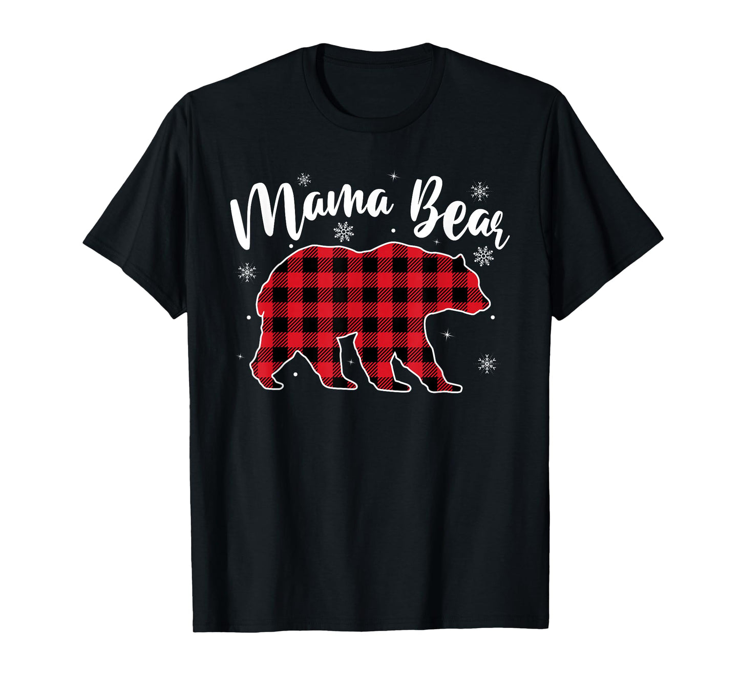 Mama Bear Women Buffalo Plaid Christmas Pajamas Family Mom T-Shirt